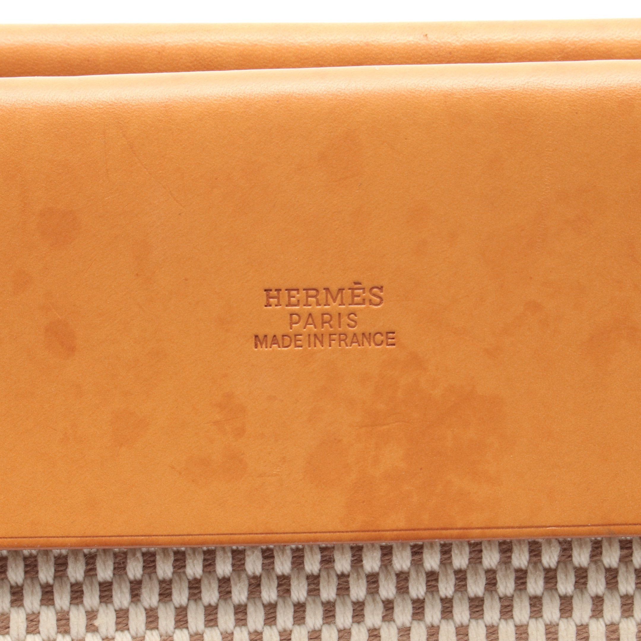 Hermes Hermes Herbag Bag Kabas Mm Shoulder Tote Toile Gm Leather Ivory Light Brown Silver Hardware □H Stamp Size ONE SIZE - 4 Thumbnail