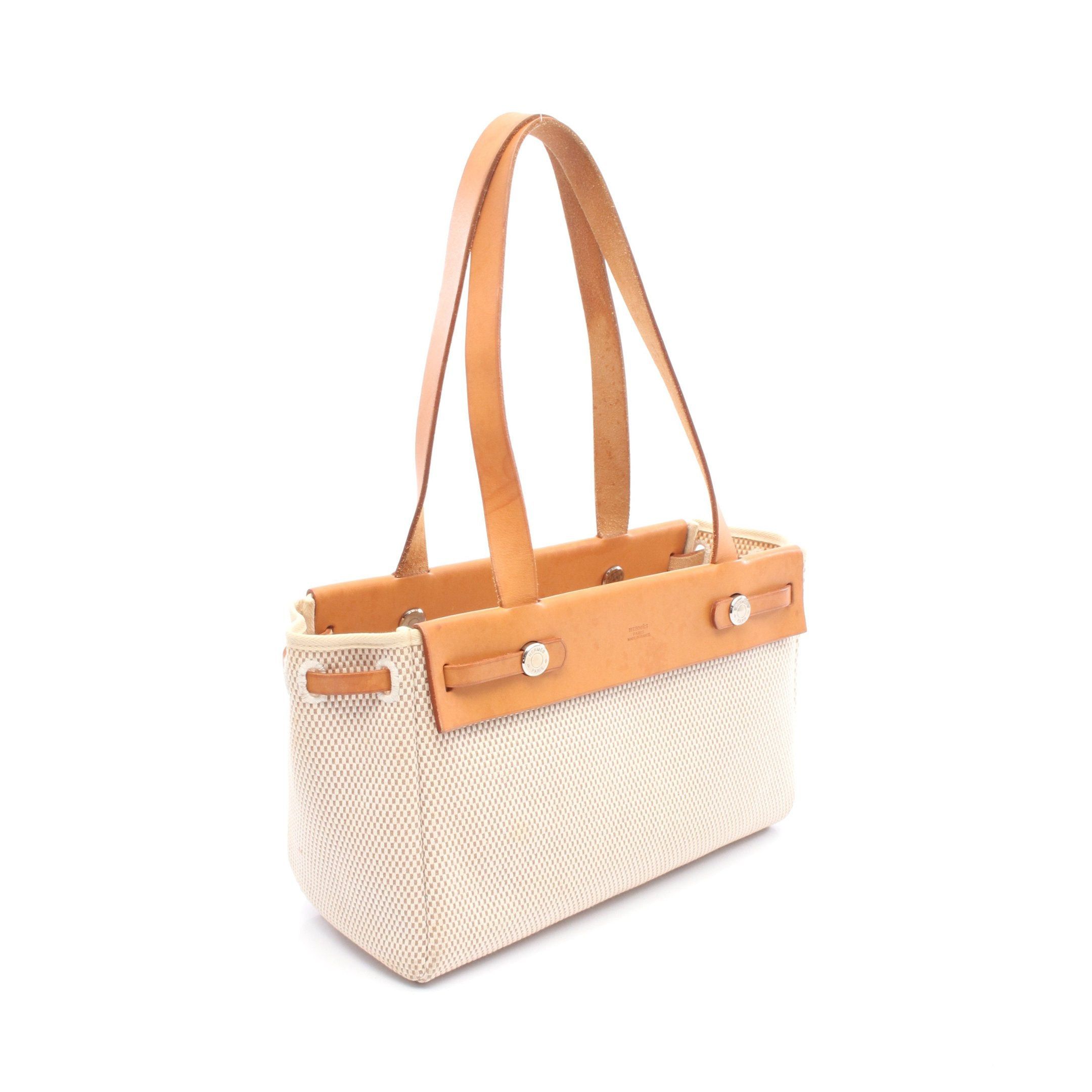 Hermes Hermes Herbag Bag Kabas Mm Shoulder Tote Toile Gm Leather Ivory Light Brown Silver Hardware □H Stamp Size ONE SIZE - 2 Thumbnail