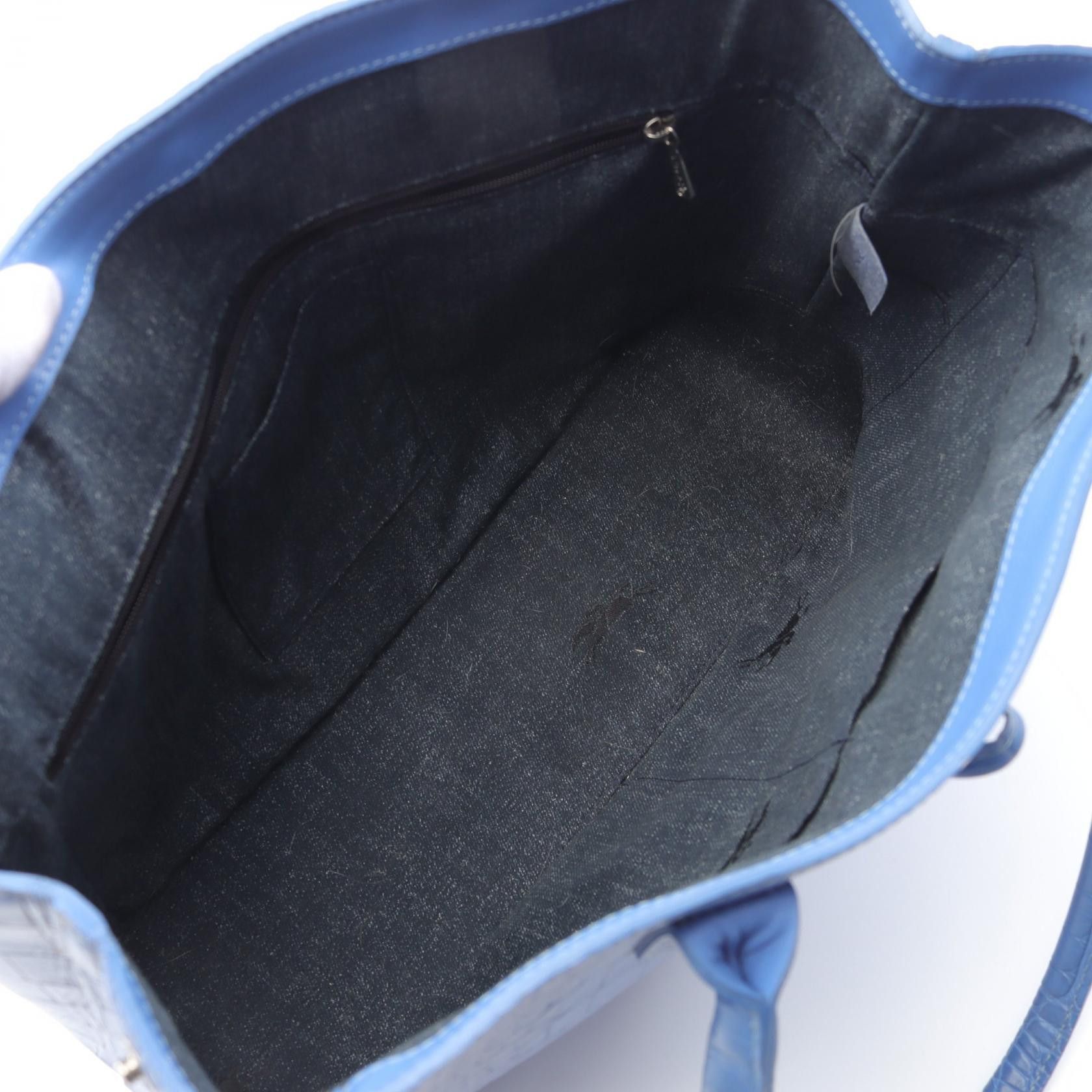 Longchamp Longchamp Roseau Tote Bag Handbag Leather Blue Croc Embossed Size ONE SIZE - 3 Thumbnail