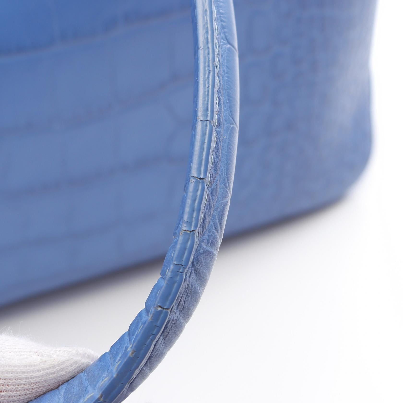 Longchamp Longchamp Roseau Tote Bag Handbag Leather Blue Croc Embossed Size ONE SIZE - 9 Thumbnail