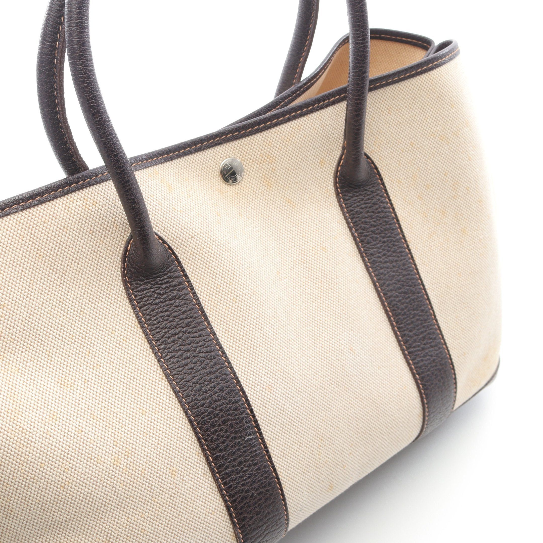 Hermes Hermes Garden Party Pm Handbag Tote Bag Toile Ash Leather Ivory Brown Silver Hardware □G Stamp Size ONE SIZE - 10 Thumbnail