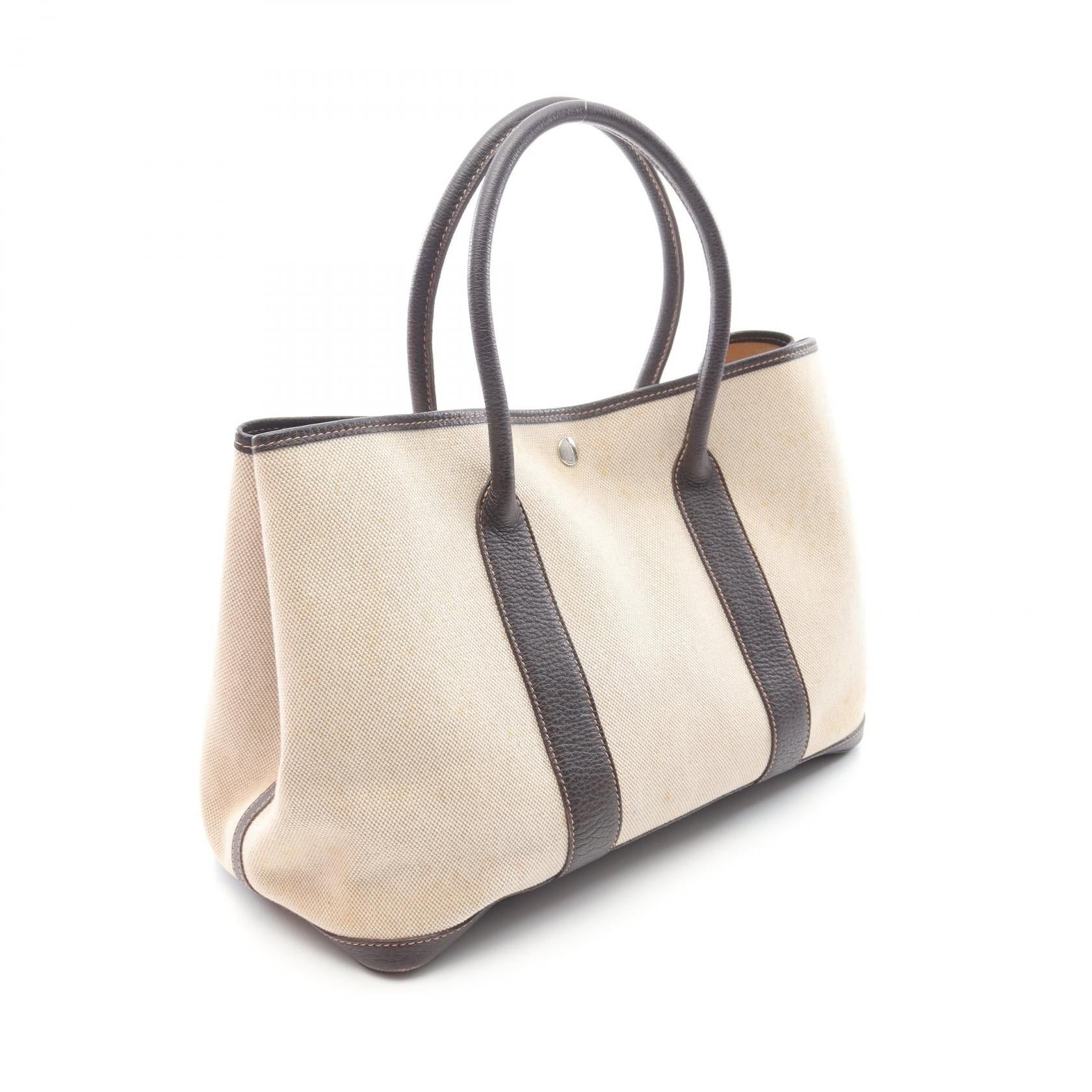 Hermes Hermes Garden Party Pm Handbag Tote Bag Toile Ash Leather Ivory Brown Silver Hardware □G Stamp Size ONE SIZE - 2 Thumbnail