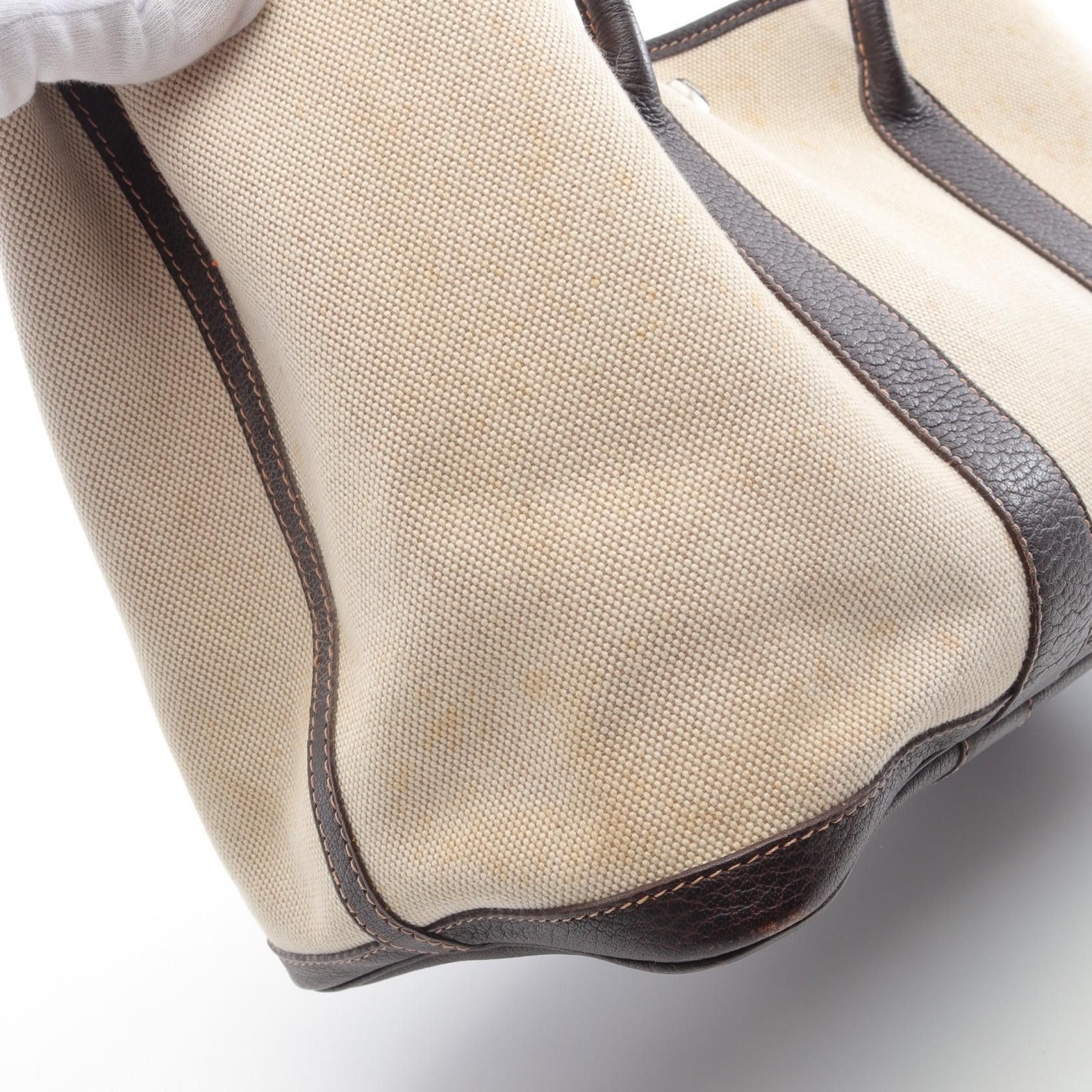Hermes Hermes Garden Party Pm Handbag Tote Bag Toile Ash Leather Ivory Brown Silver Hardware □G Stamp Size ONE SIZE - 9 Thumbnail