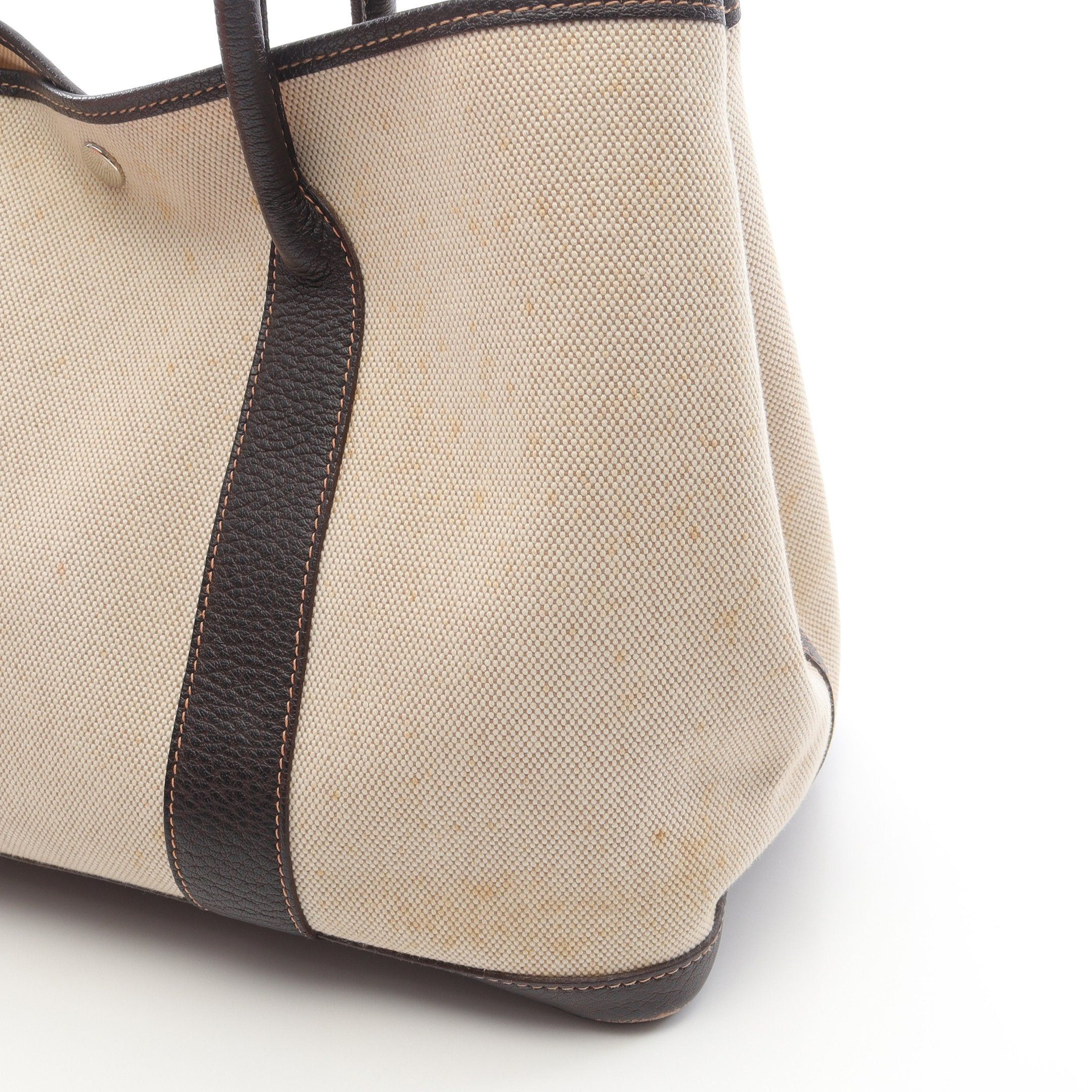 Hermes Hermes Garden Party Pm Handbag Tote Bag Toile Ash Leather Ivory Brown Silver Hardware □G Stamp Size ONE SIZE - 6 Thumbnail