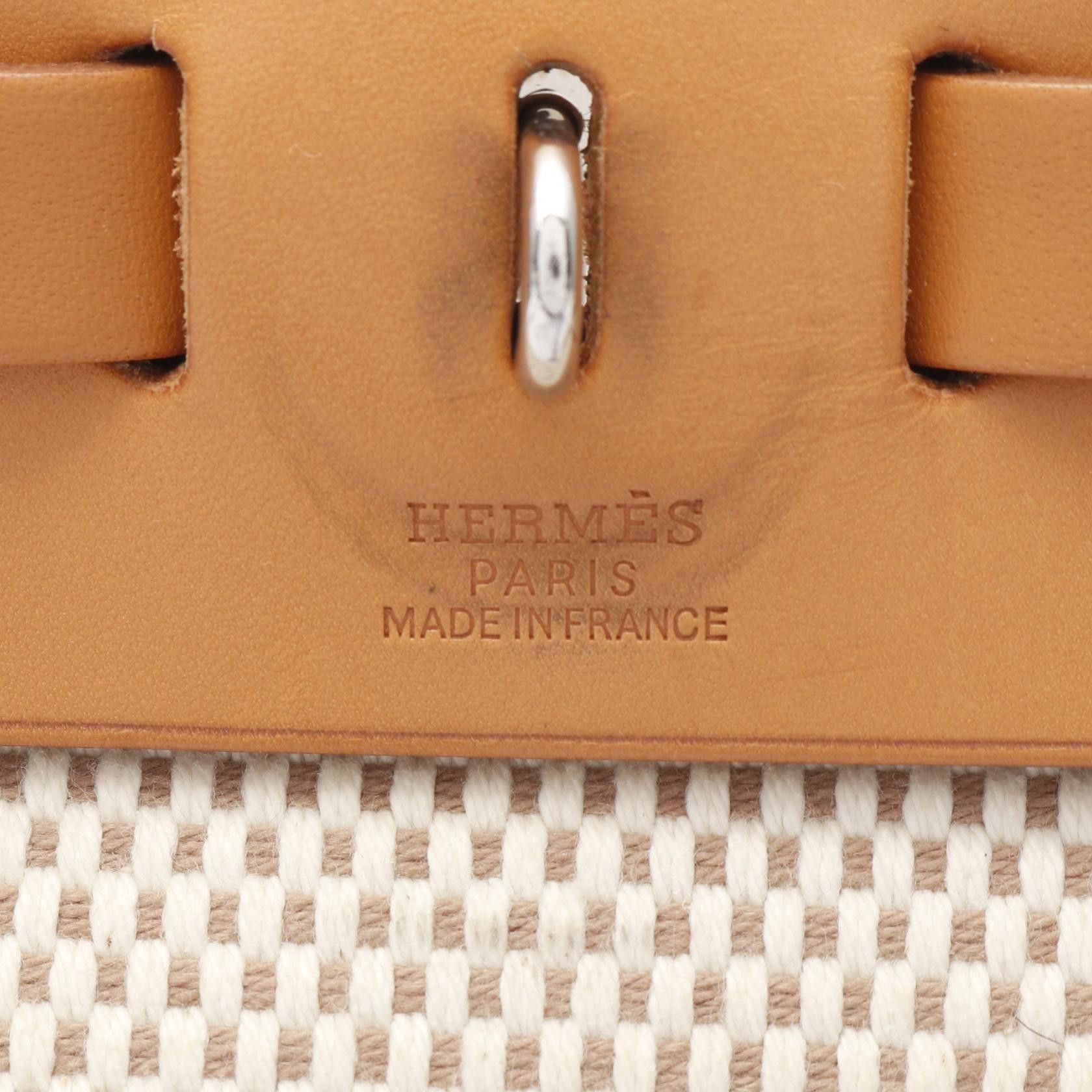 Hermes Hermes Herbag Pm Handbag Toile Gm Leather Ivory Light Brown Silver Hardware □G Stamp Size ONE SIZE - 4 Thumbnail