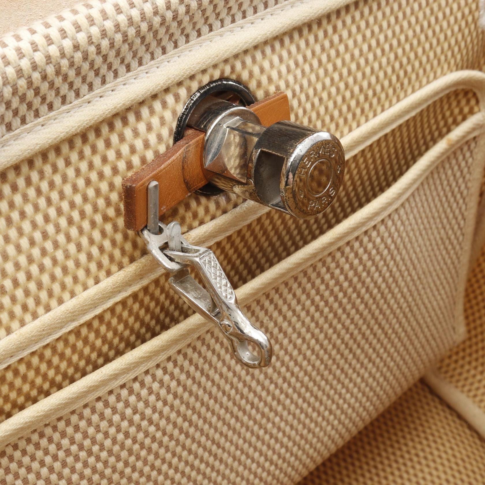 Hermes Hermes Herbag Pm Handbag Toile Gm Leather Ivory Light Brown Silver Hardware □G Stamp Size ONE SIZE - 10 Thumbnail