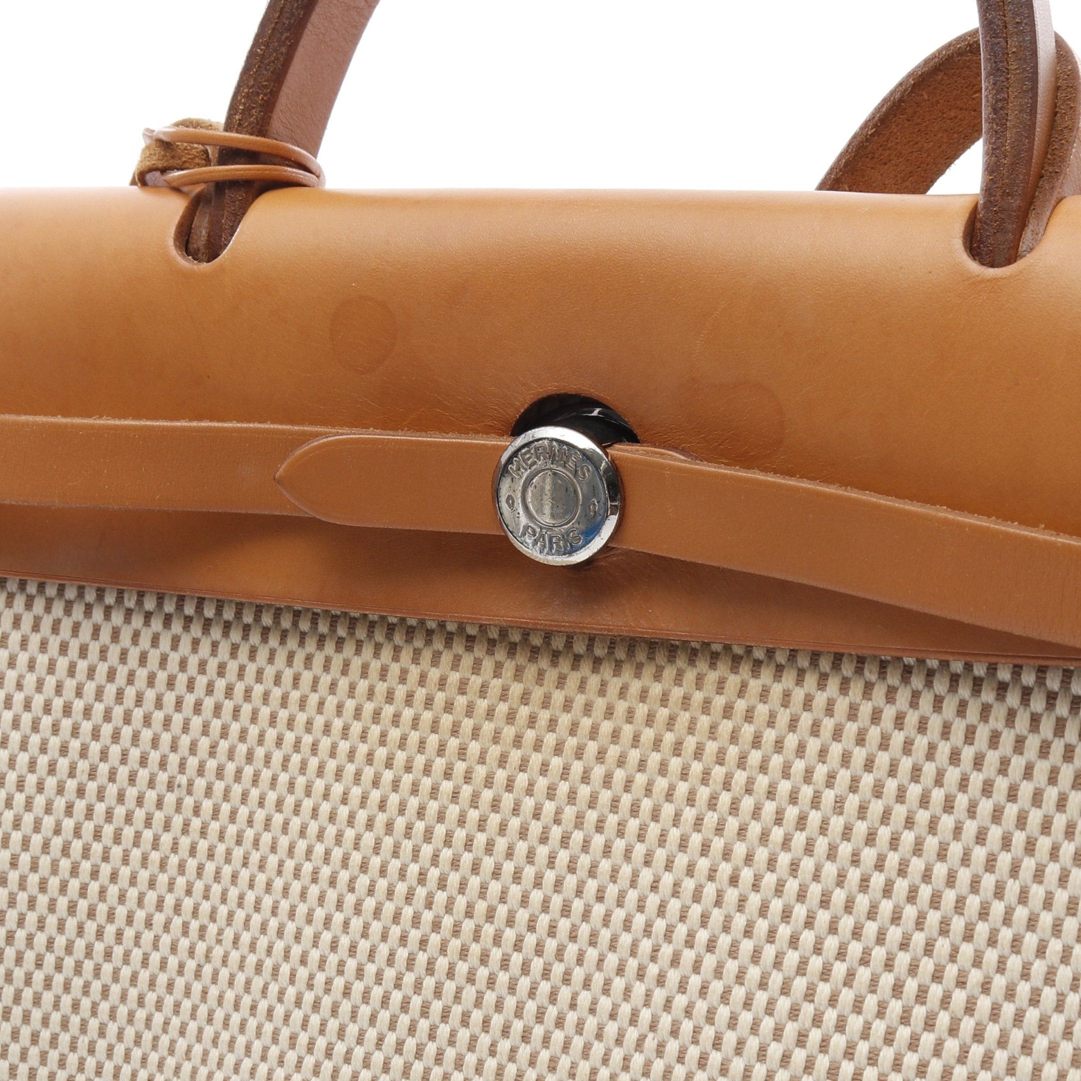 Hermes Hermes Herbag Pm Handbag Toile Gm Leather Ivory Light Brown Silver Hardware □G Stamp Size ONE SIZE - 9 Thumbnail
