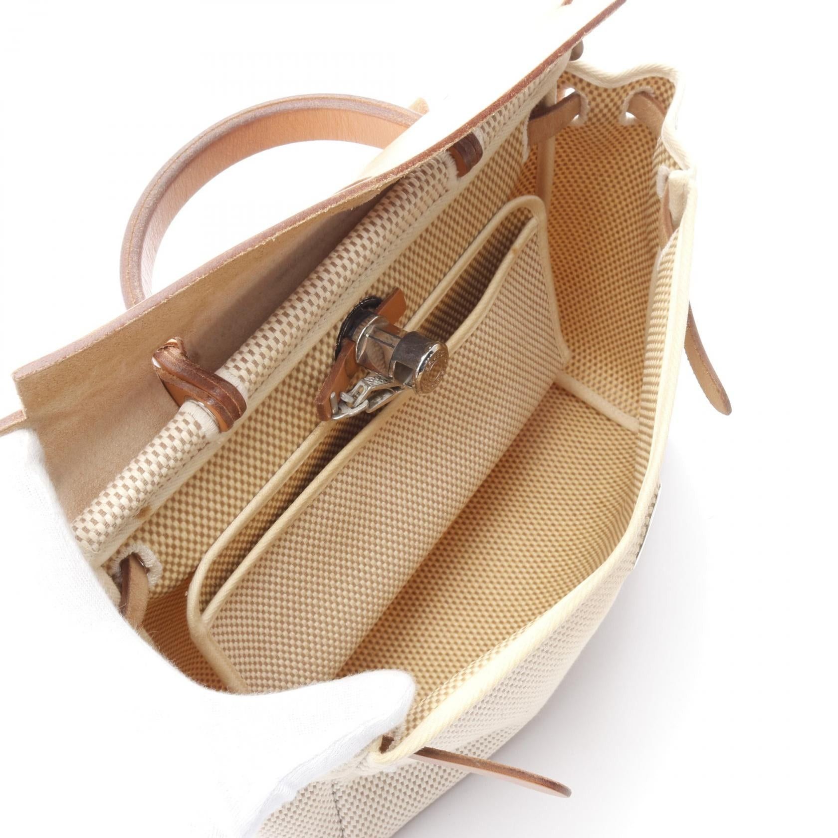 Hermes Hermes Herbag Pm Handbag Toile Gm Leather Ivory Light Brown Silver Hardware □G Stamp Size ONE SIZE - 3 Thumbnail