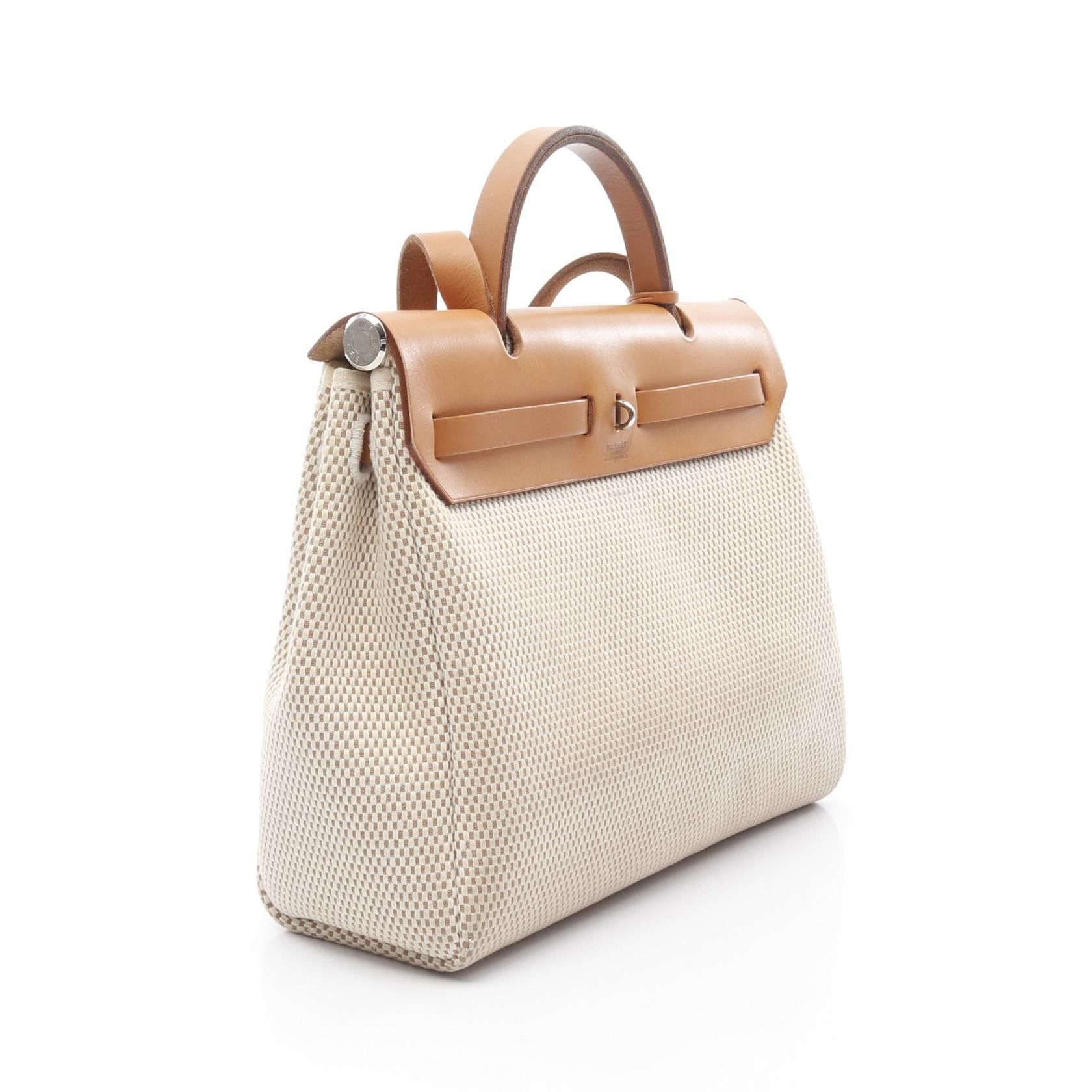 Hermes Hermes Herbag Pm Handbag Toile Gm Leather Ivory Light Brown Silver Hardware □G Stamp Size ONE SIZE - 2 Thumbnail