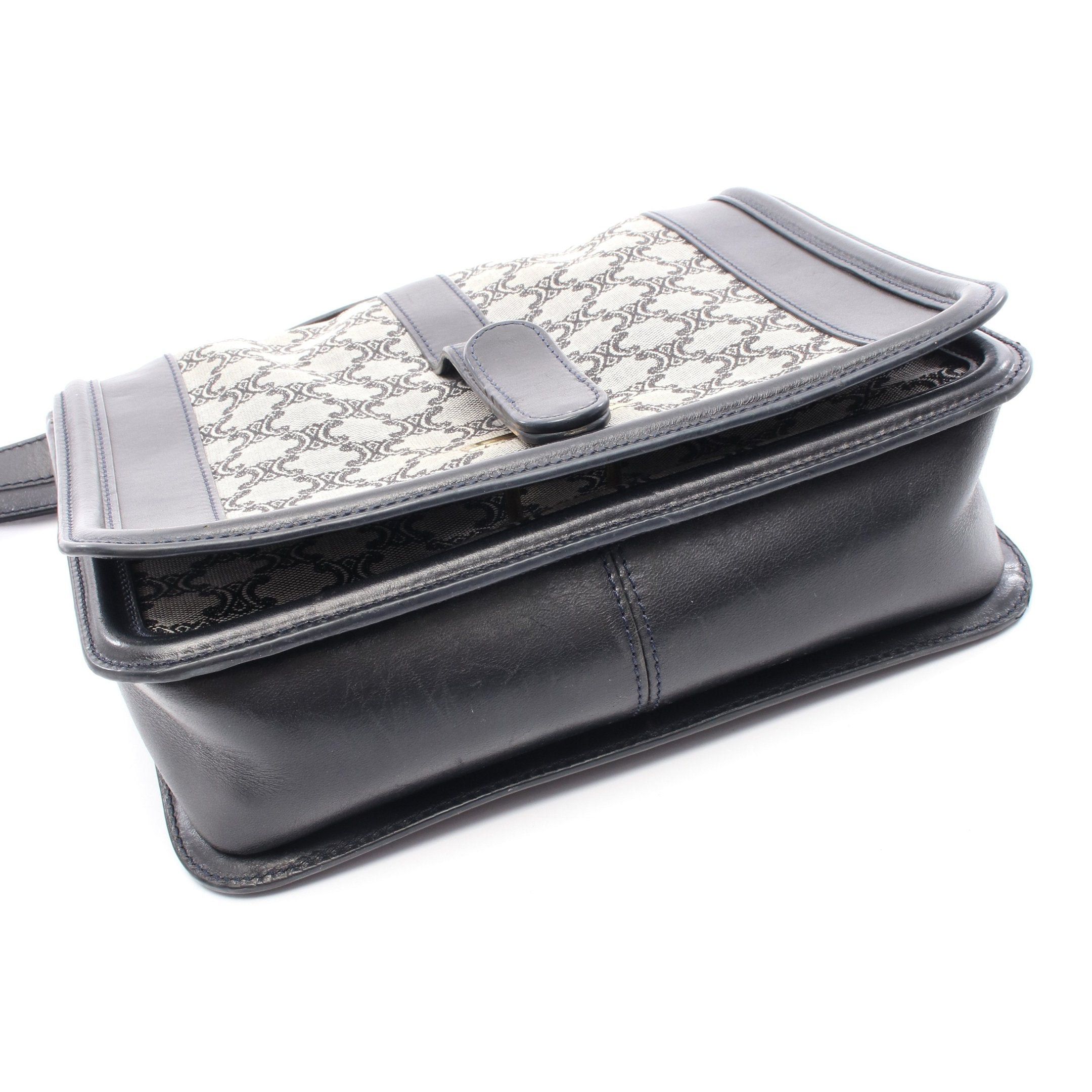 Celine Celine Triomphe Shoulder Bag Canvas Leather Navy Gray Size ONE SIZE - 7 Thumbnail