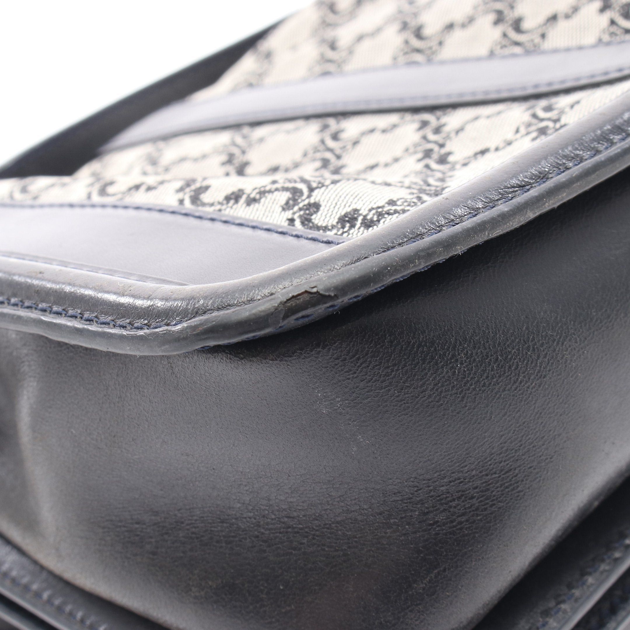 Celine Celine Triomphe Shoulder Bag Canvas Leather Navy Gray Size ONE SIZE - 8 Thumbnail