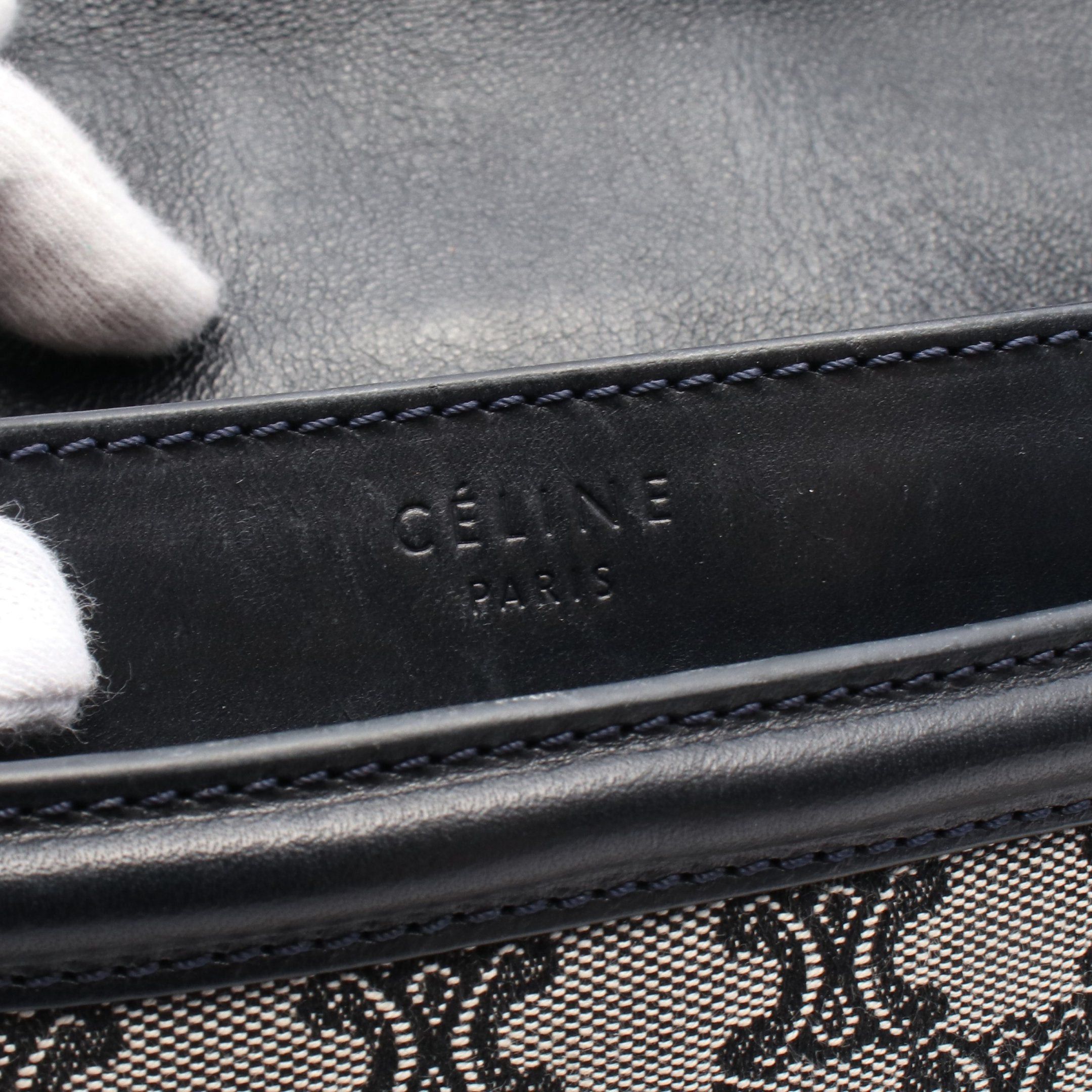 Celine Celine Triomphe Shoulder Bag Canvas Leather Navy Gray Size ONE SIZE - 4 Thumbnail