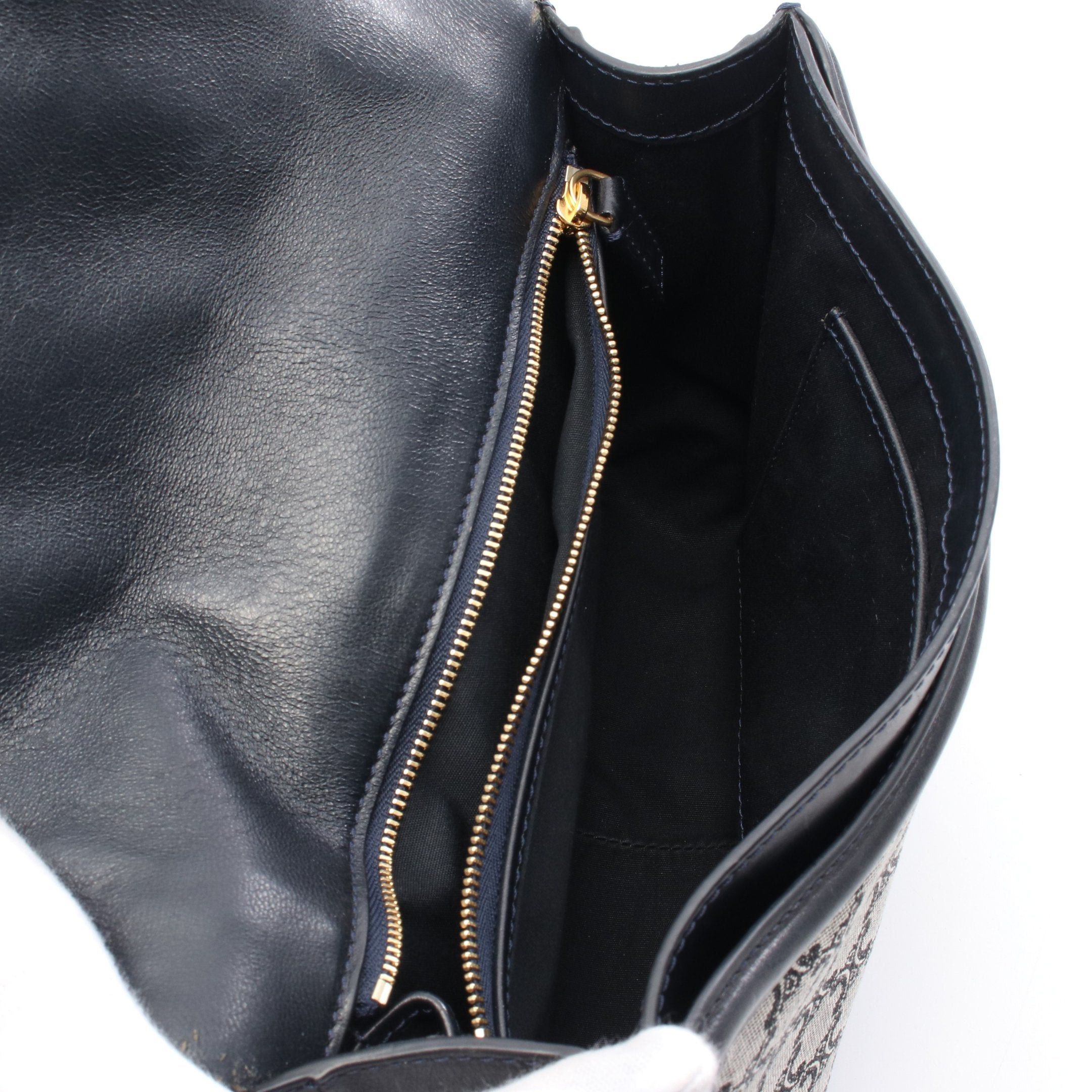 Celine Celine Triomphe Shoulder Bag Canvas Leather Navy Gray Size ONE SIZE - 3 Thumbnail