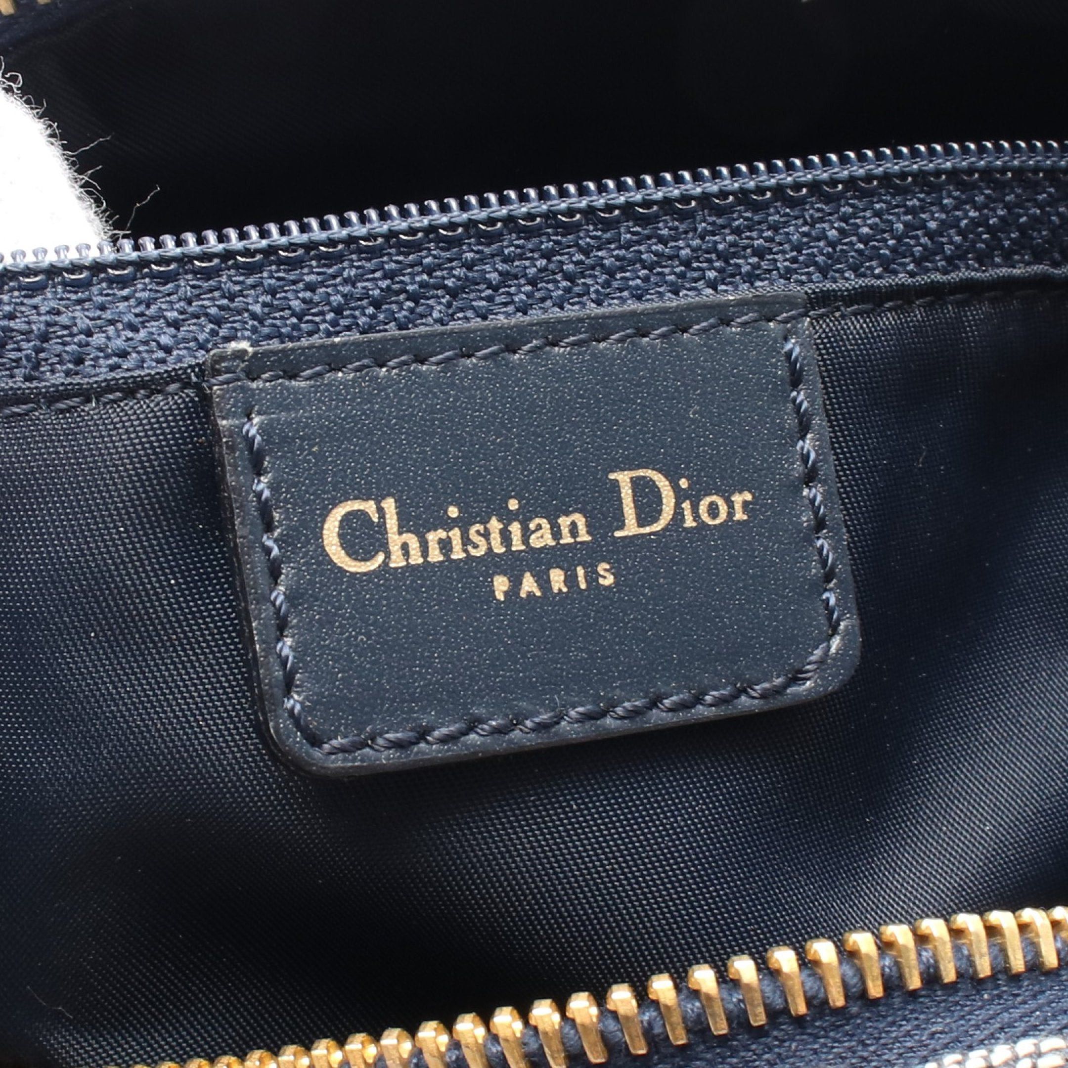 Dior Dior Trotter Mini Boston Bag Handbag Canvas Leather Navy Size ONE SIZE - 4 Thumbnail