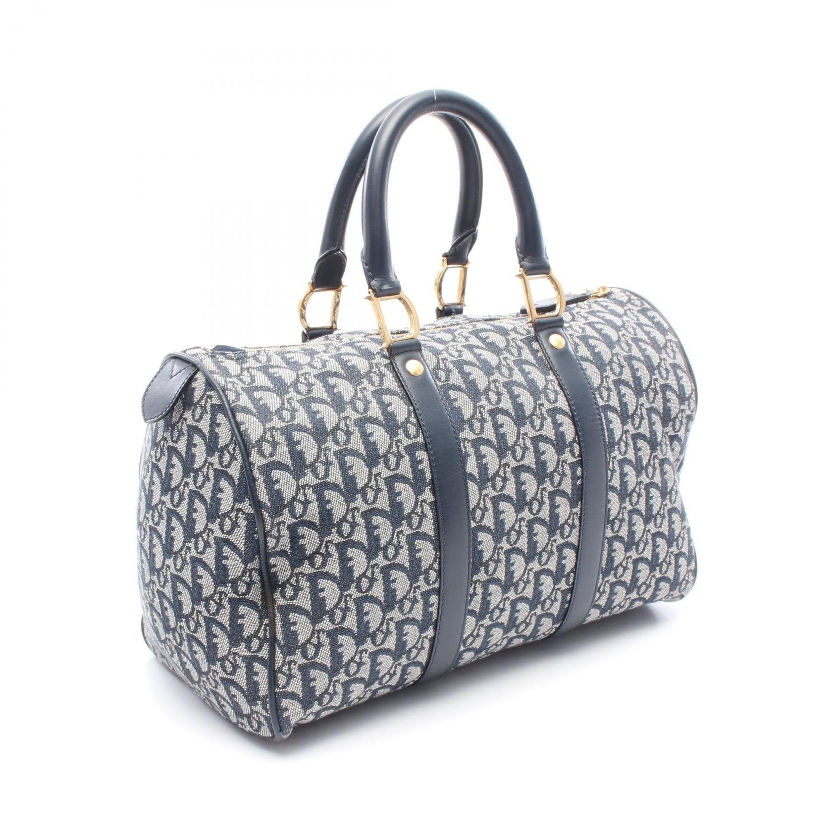 Dior Dior Trotter Mini Boston Bag Handbag Canvas Leather Navy Size ONE SIZE - 2 Thumbnail