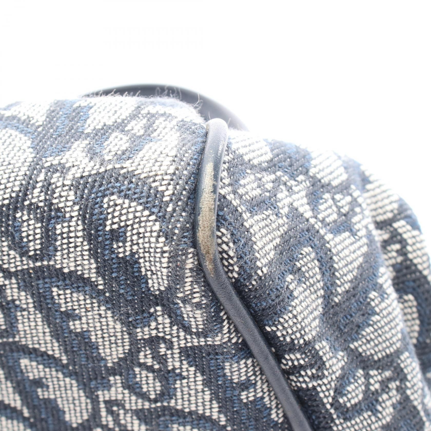 Dior Dior Trotter Mini Boston Bag Handbag Canvas Leather Navy Size ONE SIZE - 6 Thumbnail