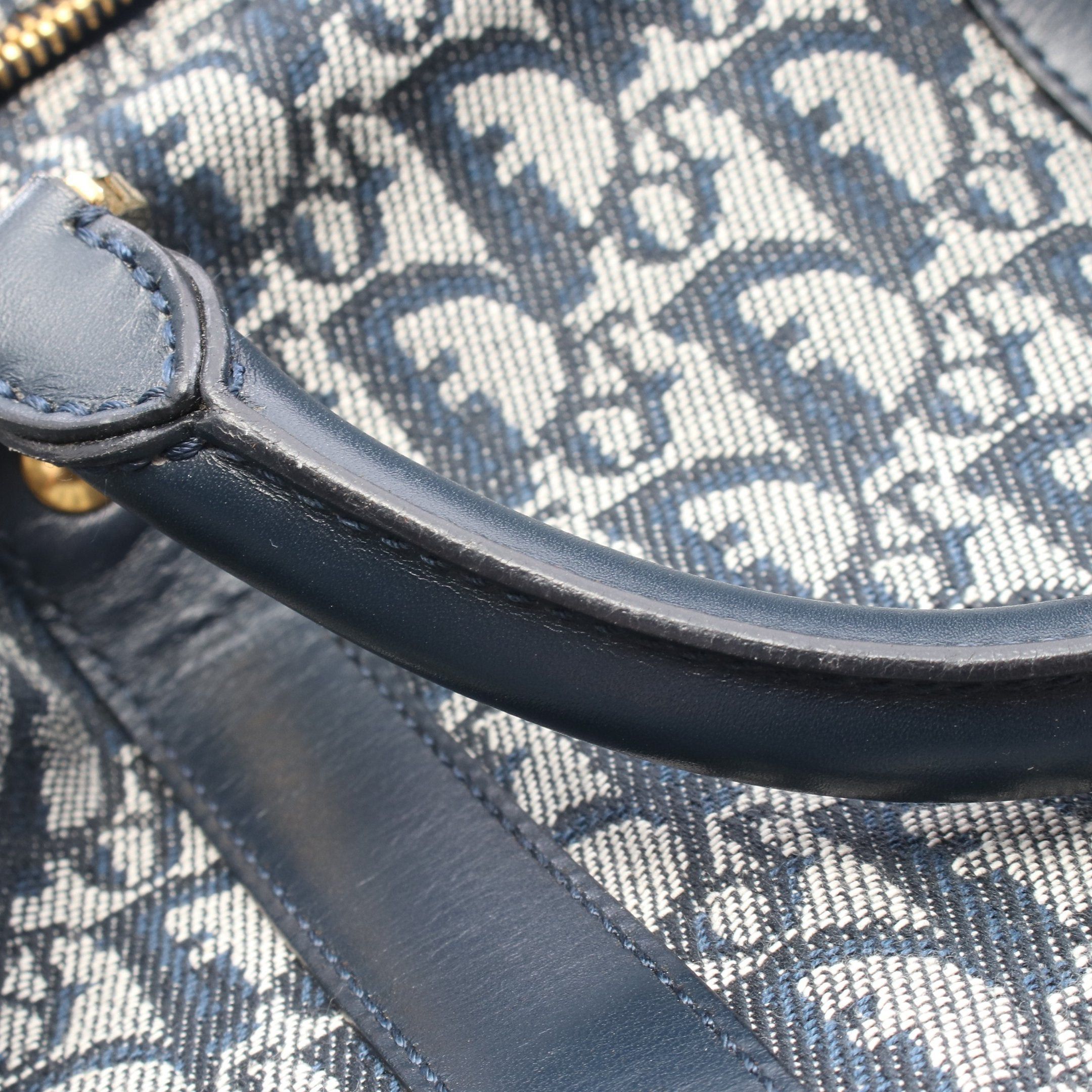 Dior Dior Trotter Mini Boston Bag Handbag Canvas Leather Navy Size ONE SIZE - 5 Thumbnail