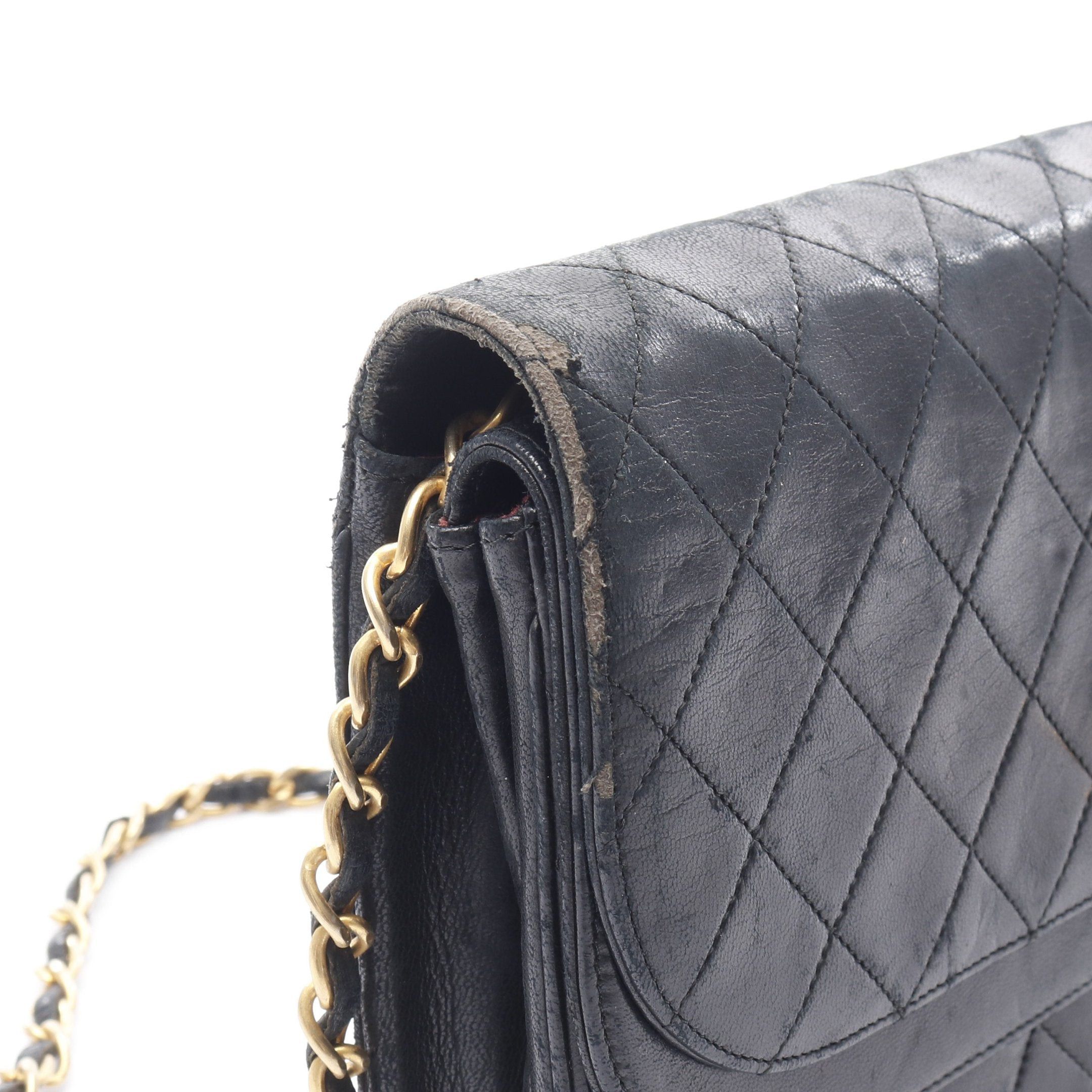 Chanel Chanel Matelasse Double Flap Chain Shoulder Bag Lambskin Black Gold Hardware Size ONE SIZE - 9 Thumbnail