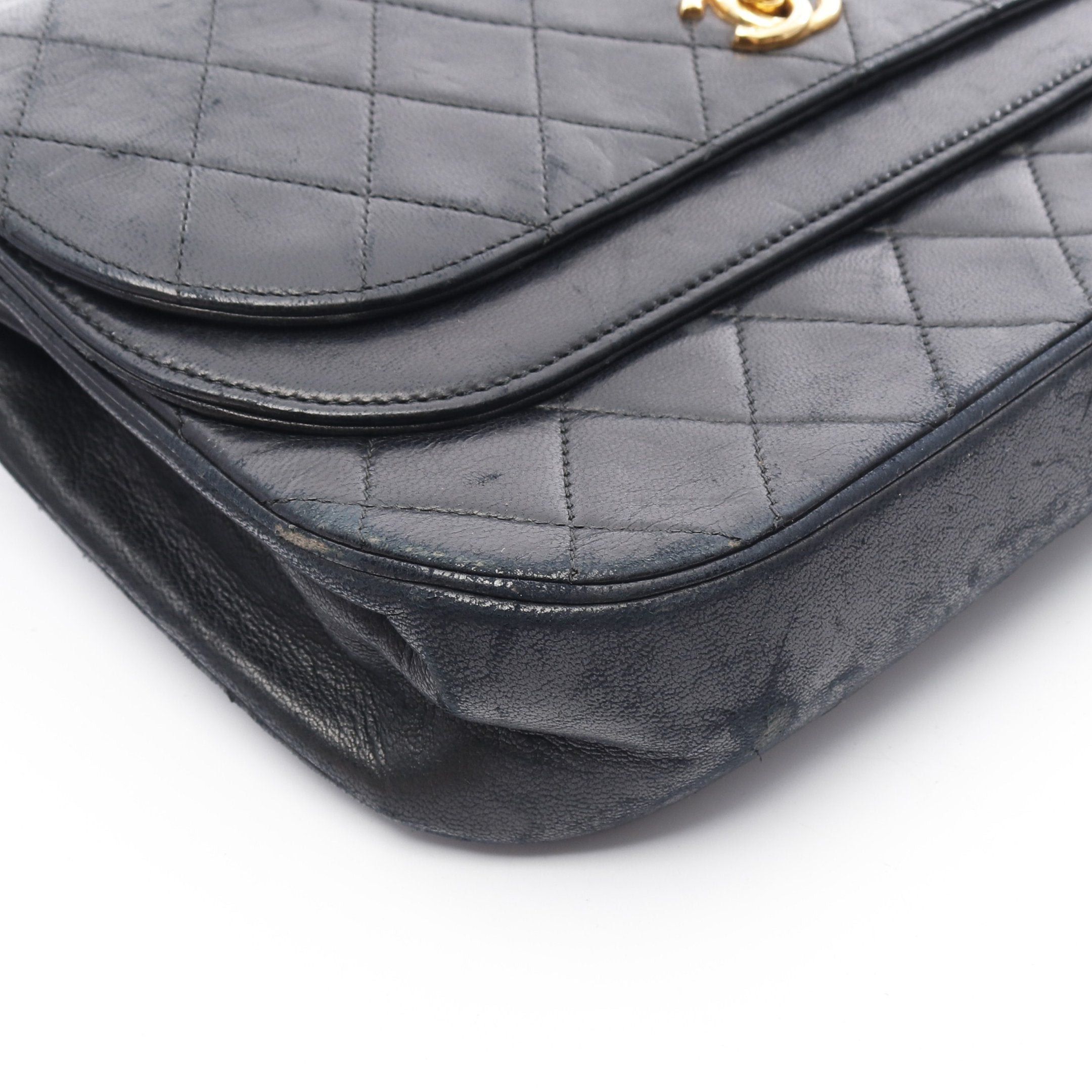 Chanel Chanel Matelasse Double Flap Chain Shoulder Bag Lambskin Black Gold Hardware Size ONE SIZE - 7 Thumbnail
