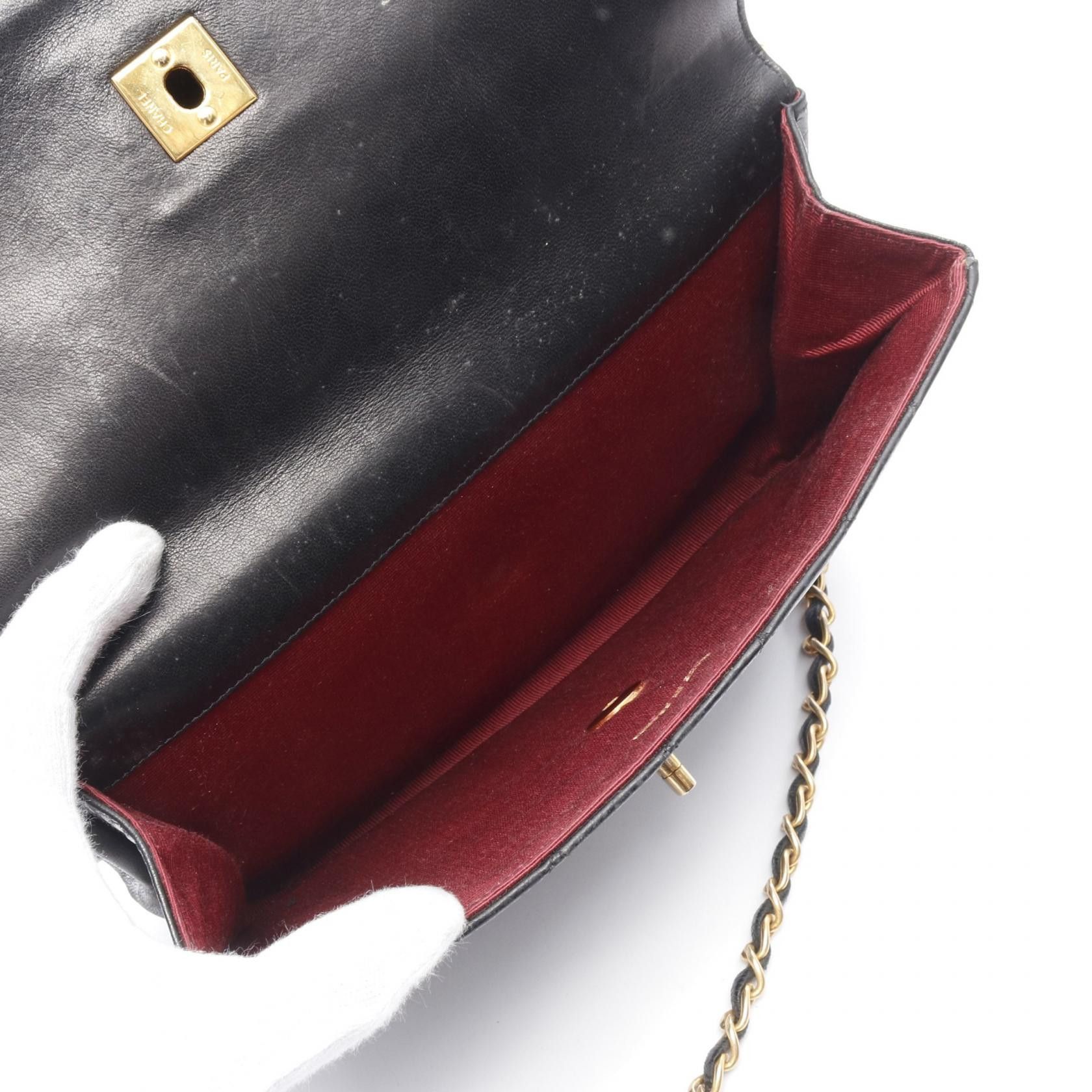 Chanel Chanel Matelasse Double Flap Chain Shoulder Bag Lambskin Black Gold Hardware Size ONE SIZE - 4 Thumbnail