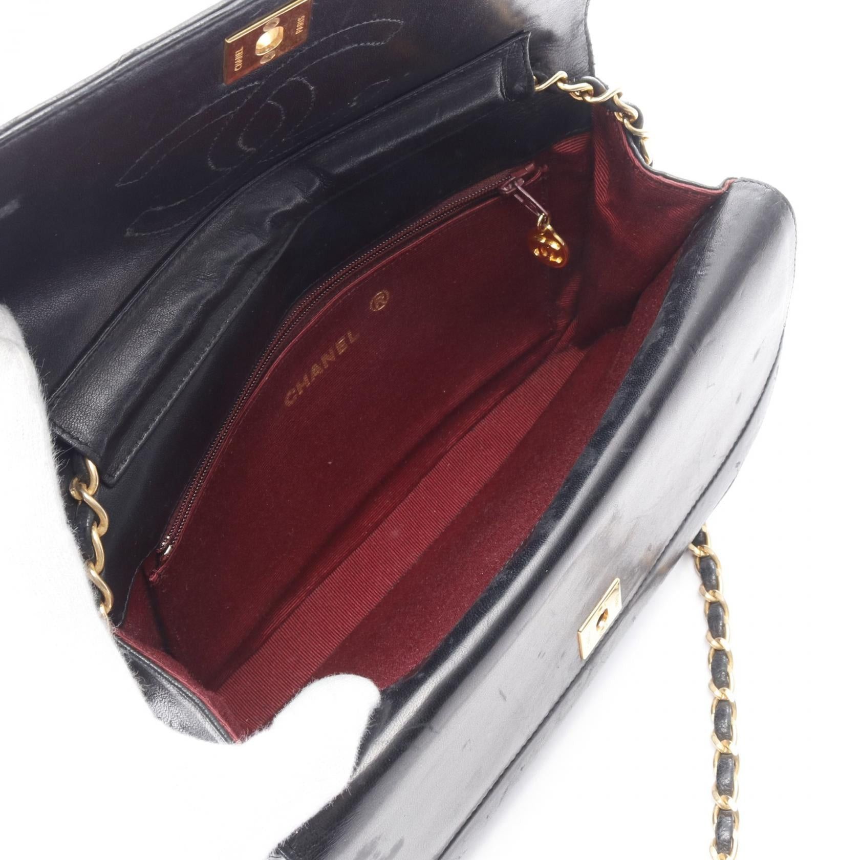 Chanel Chanel Matelasse Double Flap Chain Shoulder Bag Lambskin Black Gold Hardware Size ONE SIZE - 3 Thumbnail