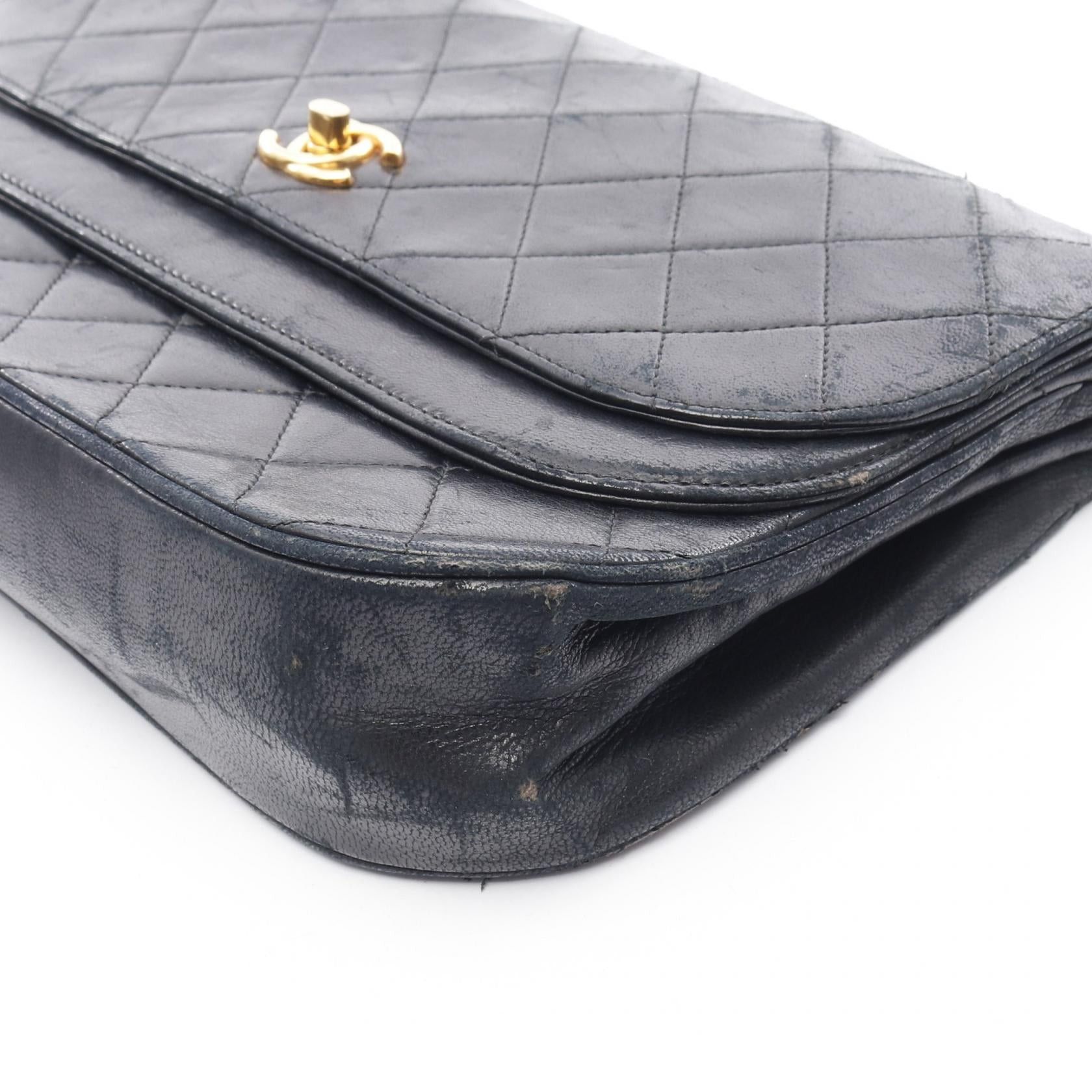 Chanel Chanel Matelasse Double Flap Chain Shoulder Bag Lambskin Black Gold Hardware Size ONE SIZE - 8 Thumbnail