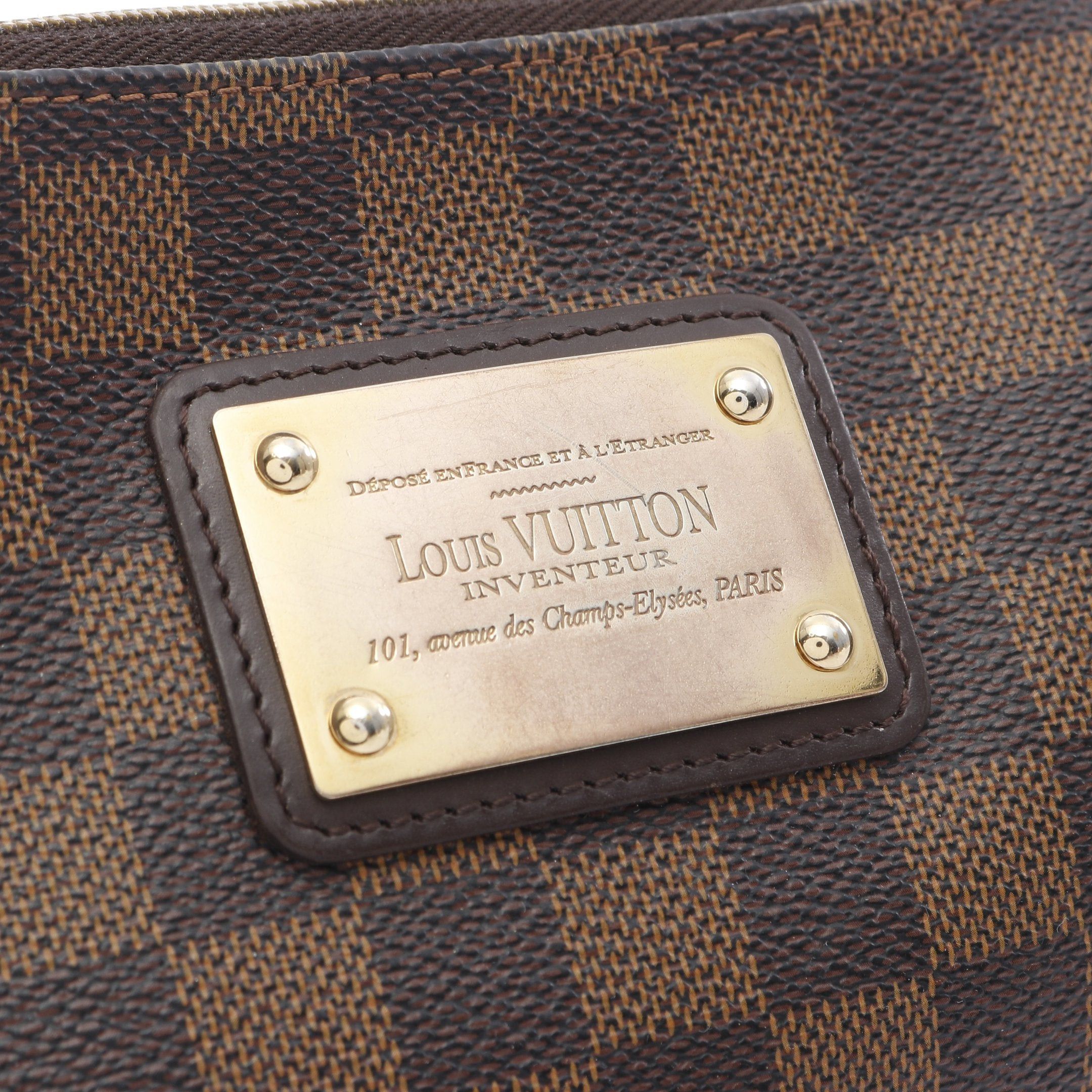 Louis Vuitton Louis Vuitton Eva Damier Ebene Chain Handbag Leather Brown Size ONE SIZE - 9 Thumbnail