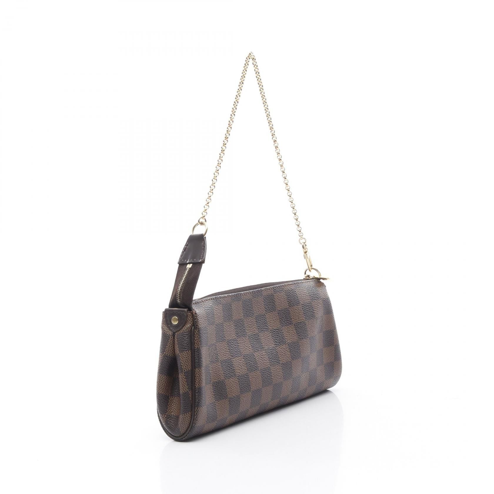 Louis Vuitton Louis Vuitton Eva Damier Ebene Chain Handbag Leather Brown Size ONE SIZE - 2 Thumbnail