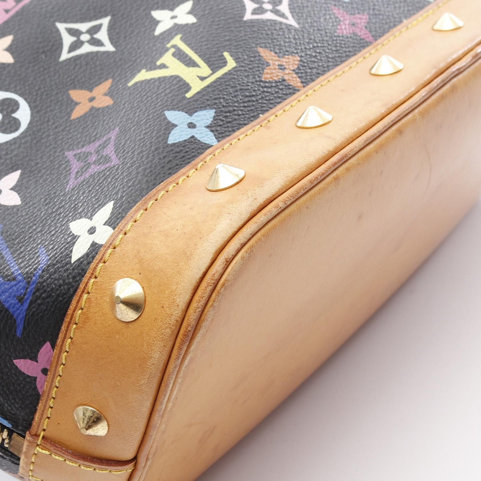 Louis Vuitton Louis Vuitton Alma Monogram Multicolor Noir Handbag Leather Black Size ONE SIZE - 6 Thumbnail