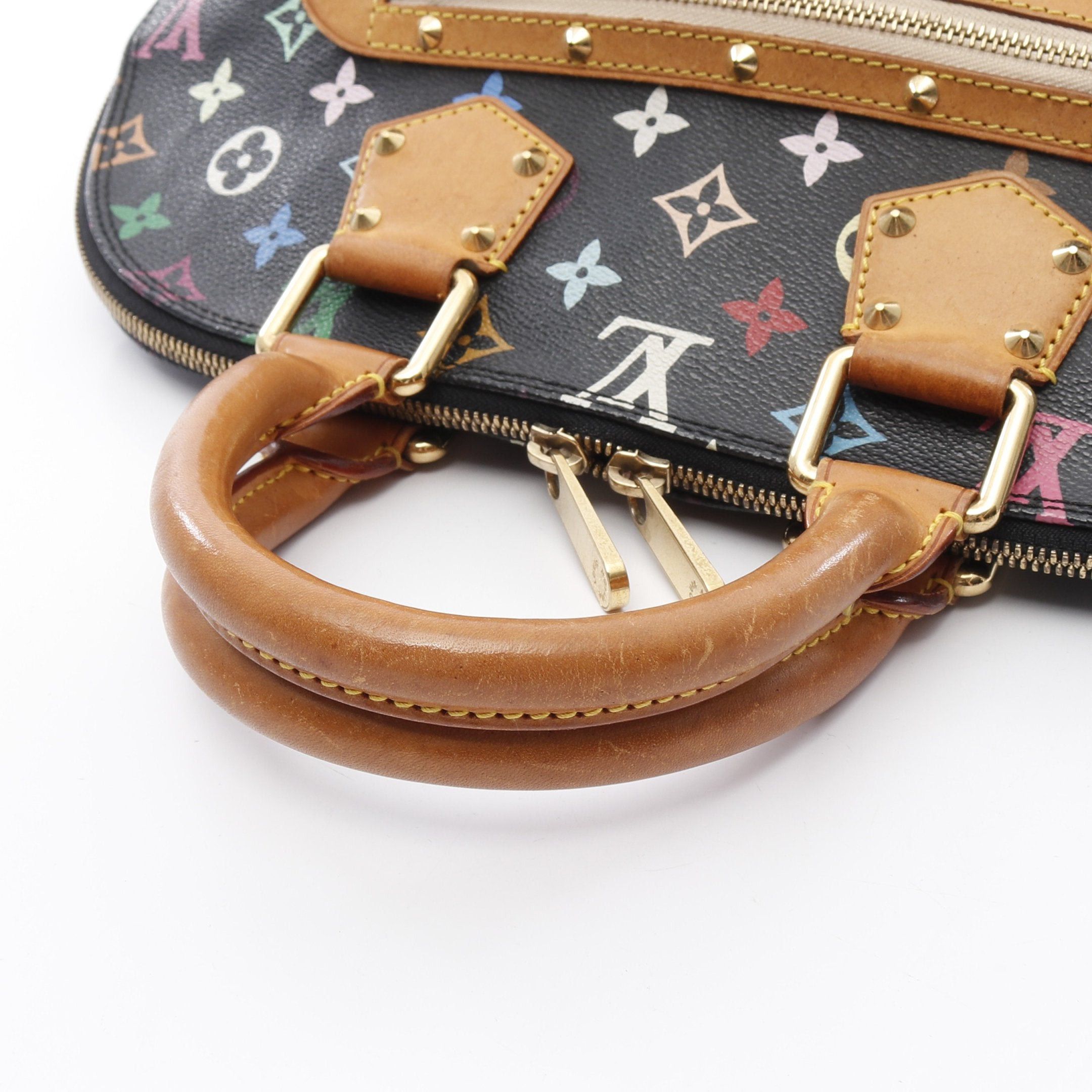 Louis Vuitton Louis Vuitton Alma Monogram Multicolor Noir Handbag Leather Black Size ONE SIZE - 8 Thumbnail