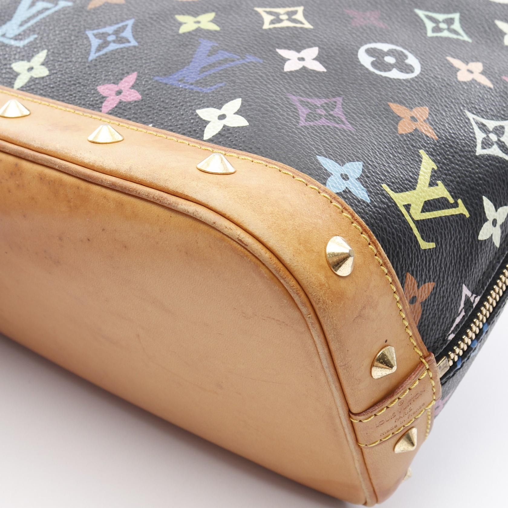 Louis Vuitton Louis Vuitton Alma Monogram Multicolor Noir Handbag Leather Black Size ONE SIZE - 7 Thumbnail