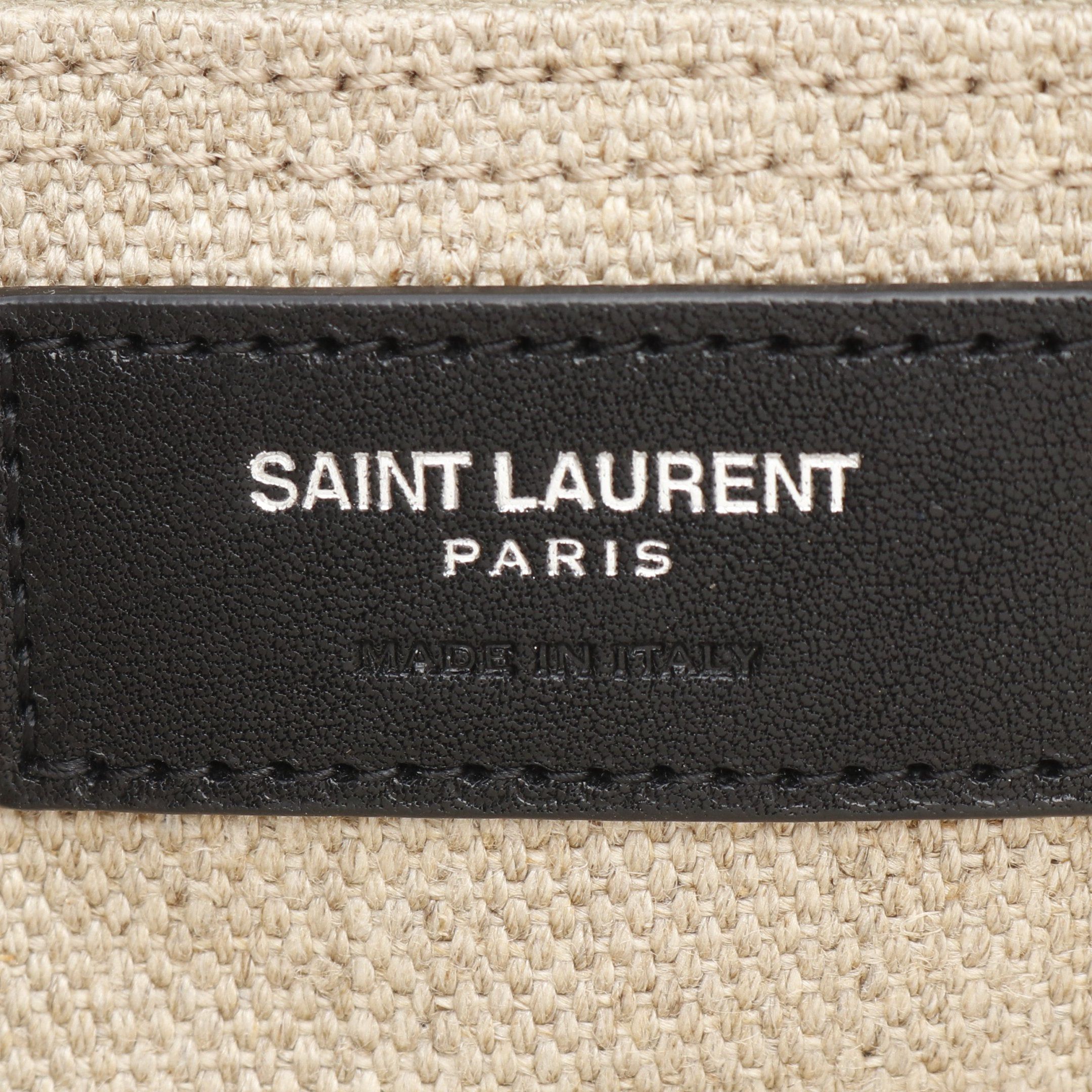 Yves Saint Laurent Yves Saint Laurent Liv Gauche Handbag Tote Bag Linen Canvas Leather Off White Beige Black Size ONE SIZE - 4 Thumbnail