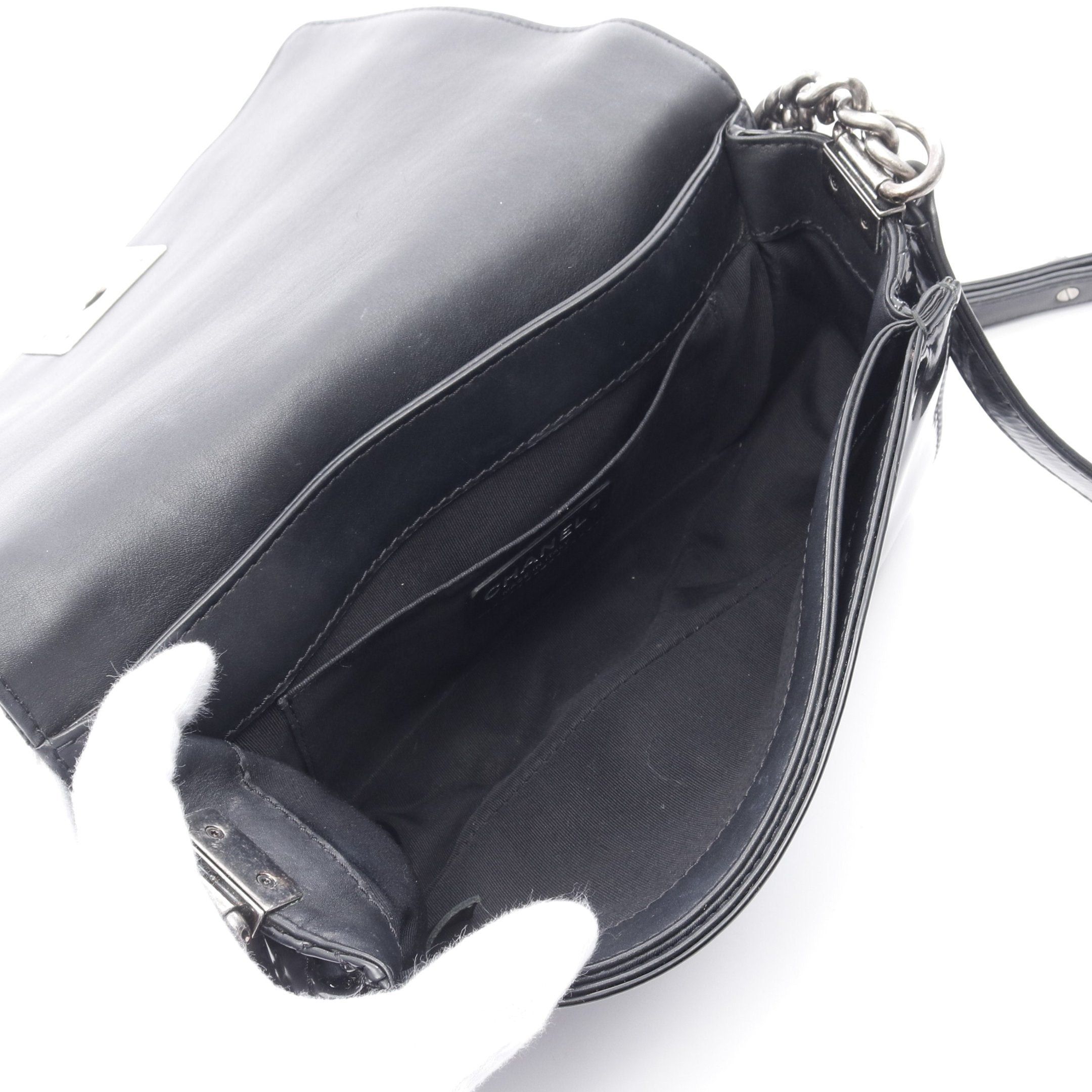 Chanel Chanel Boy Chanel Chain Shoulder Bag Patent Leather Black Antique Silver Hardware Size ONE SIZE - 3 Thumbnail