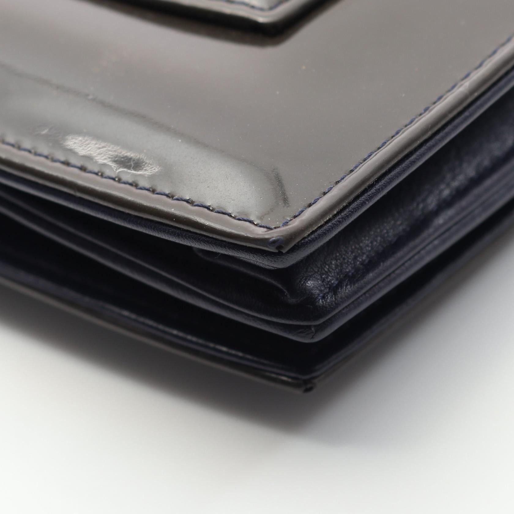 Chanel Chanel Coco Mark Chain Wallet Patent Leather Dark Green Silver Hardware Size ONE SIZE - 9 Thumbnail