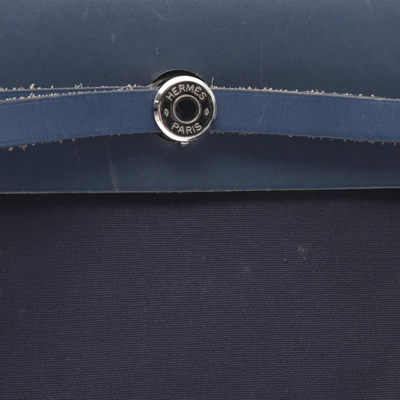 Hermes Hermes Herbag Mm Handbag Toile Officier Leather Navy Silver Hardware Stamp Size ONE SIZE - 8 Thumbnail