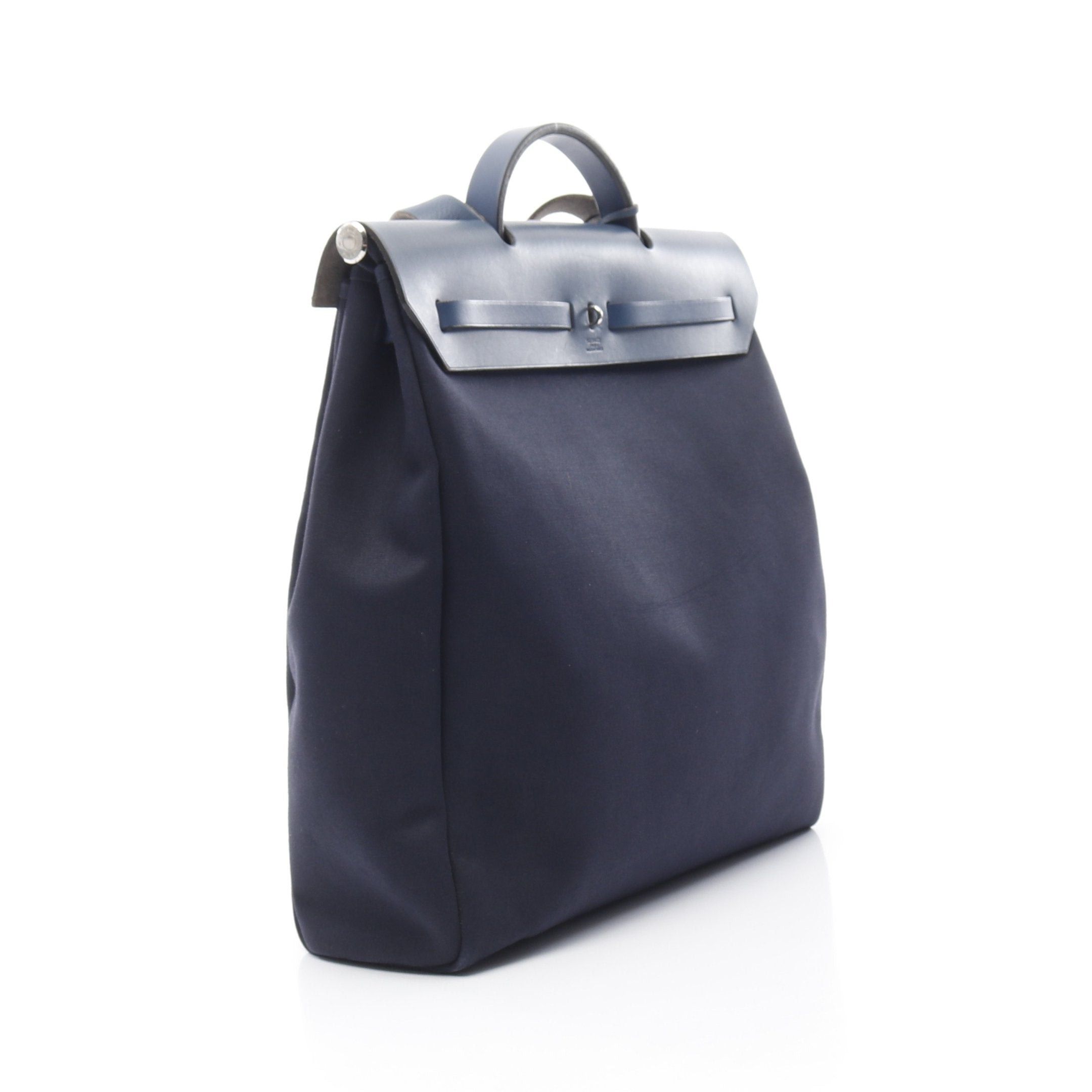 Hermes Hermes Herbag Mm Handbag Toile Officier Leather Navy Silver Hardware Stamp Size ONE SIZE - 2 Thumbnail