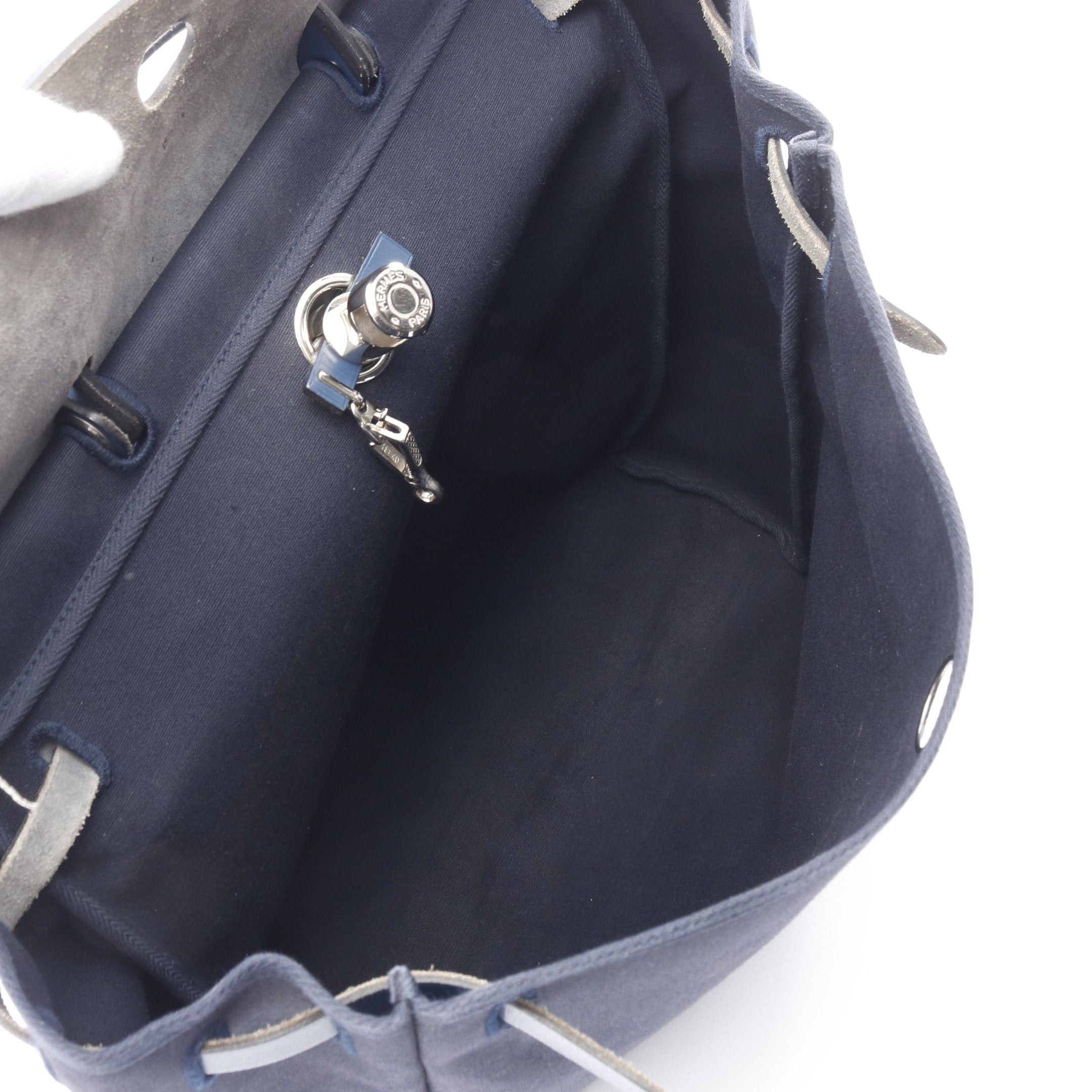 Hermes Hermes Herbag Mm Handbag Toile Officier Leather Navy Silver Hardware Stamp Size ONE SIZE - 3 Thumbnail
