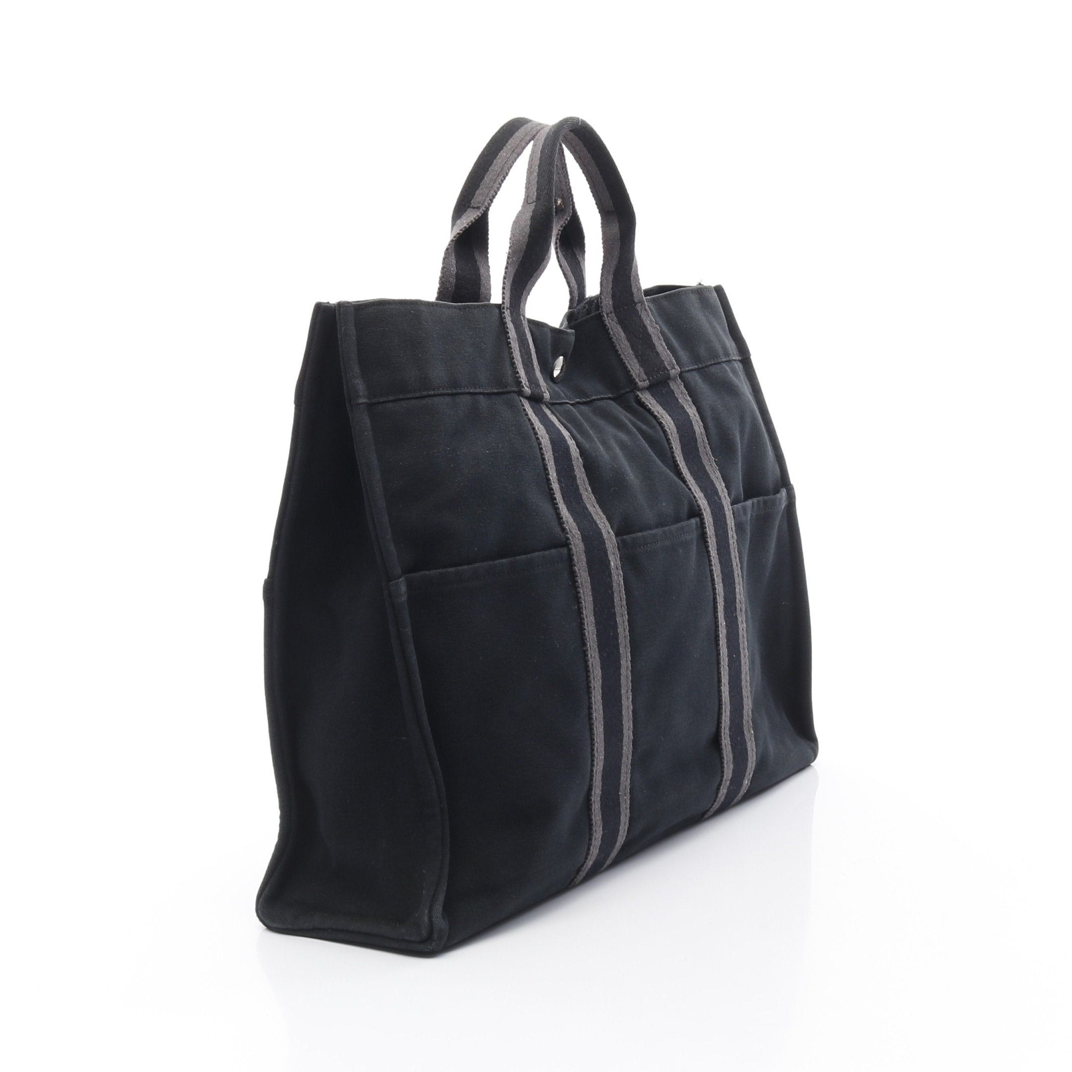 Hermes Hermes Fool Toe Mm Handbag Tote Bag Canvas Black Silver Hardware Size ONE SIZE - 2 Thumbnail