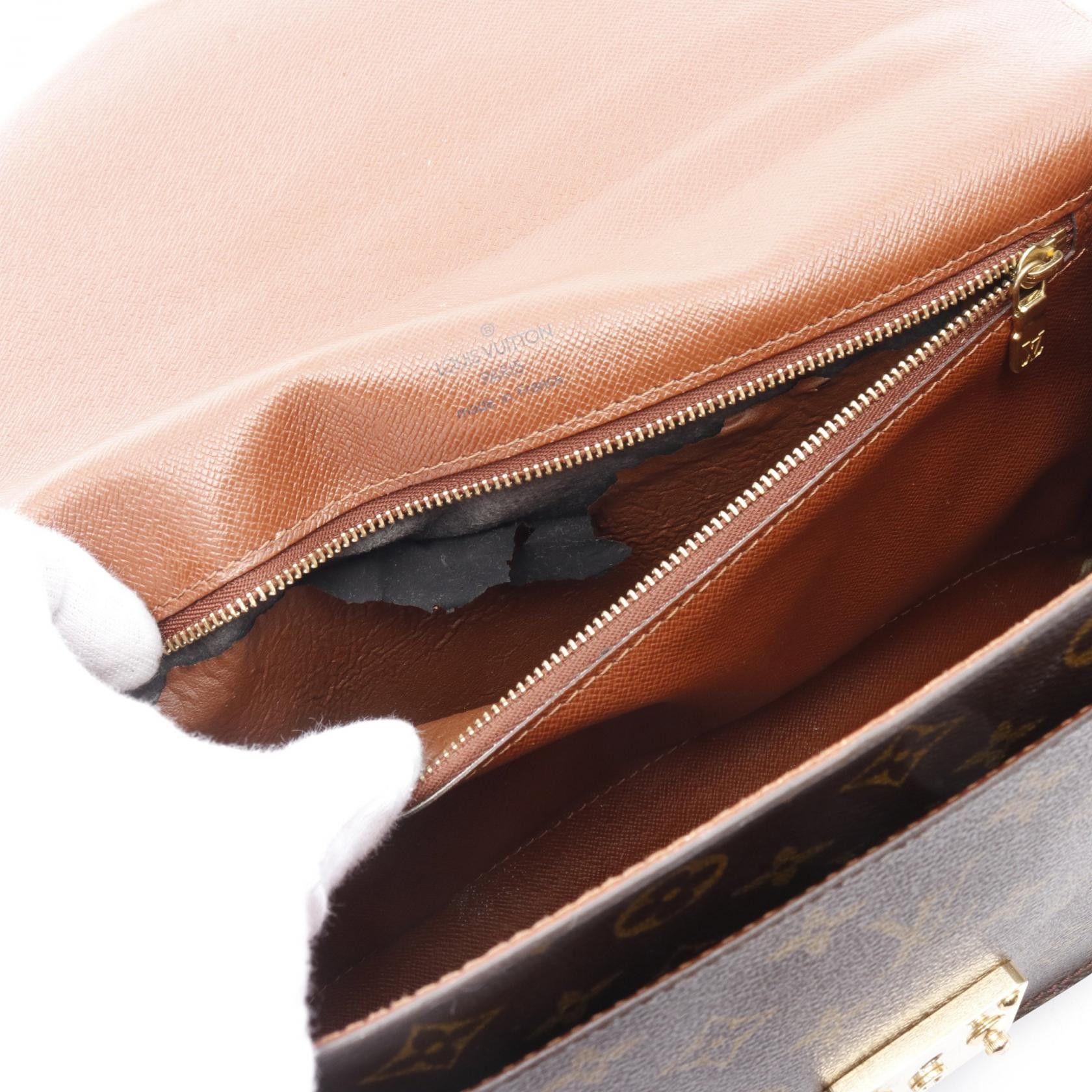 Louis Vuitton Louis Vuitton Monceau Monogram Handbag Leather Brown With Optional Shoulder Strap Size ONE SIZE - 9 Thumbnail