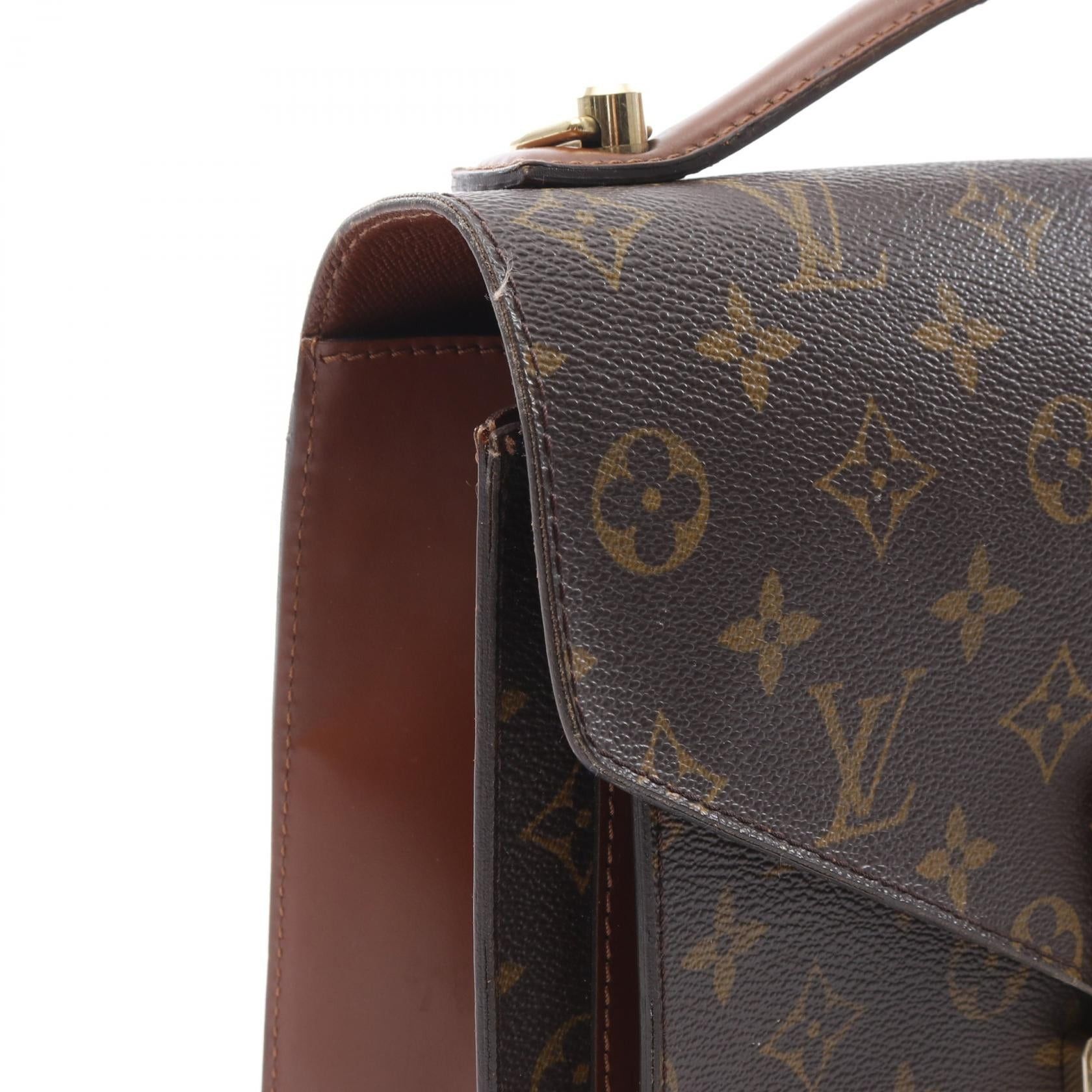 Louis Vuitton Louis Vuitton Monceau Monogram Handbag Leather Brown With Optional Shoulder Strap Size ONE SIZE - 12 Thumbnail