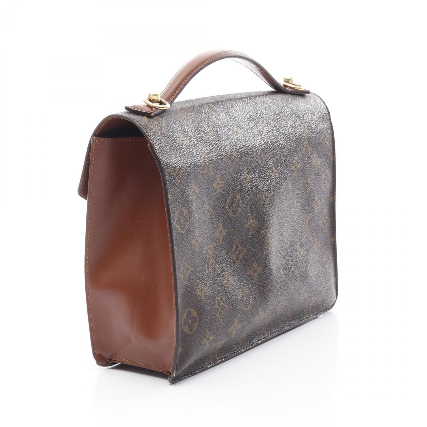 Louis Vuitton Louis Vuitton Monceau Monogram Handbag Leather Brown With Optional Shoulder Strap Size ONE SIZE - 2 Thumbnail