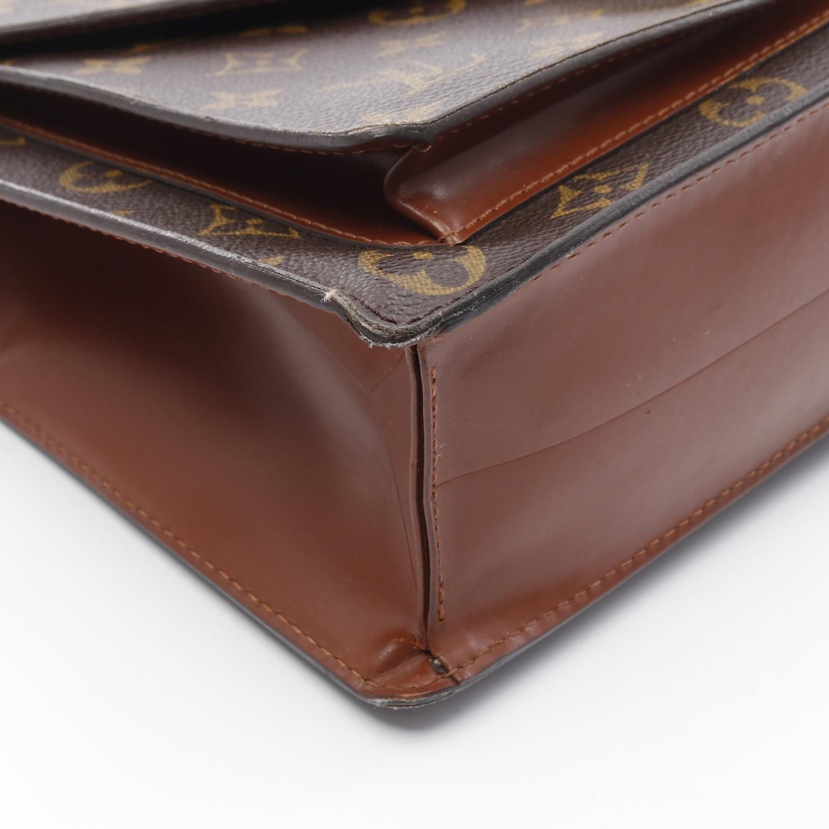 Louis Vuitton Louis Vuitton Monceau Monogram Handbag Leather Brown With Optional Shoulder Strap Size ONE SIZE - 6 Thumbnail