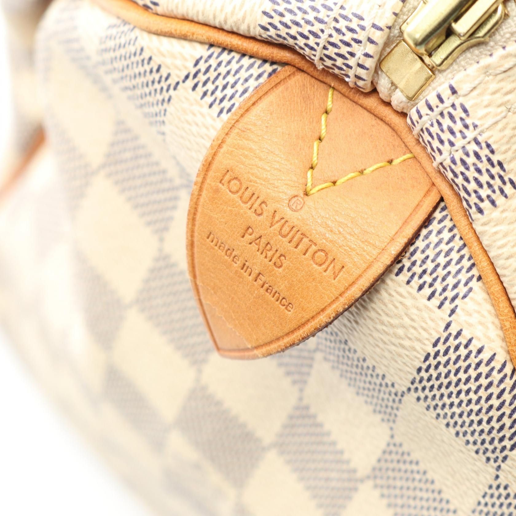 Louis Vuitton Louis Vuitton Speedy 30 Damier Azur Handbag Leather White Size ONE SIZE - 4 Thumbnail