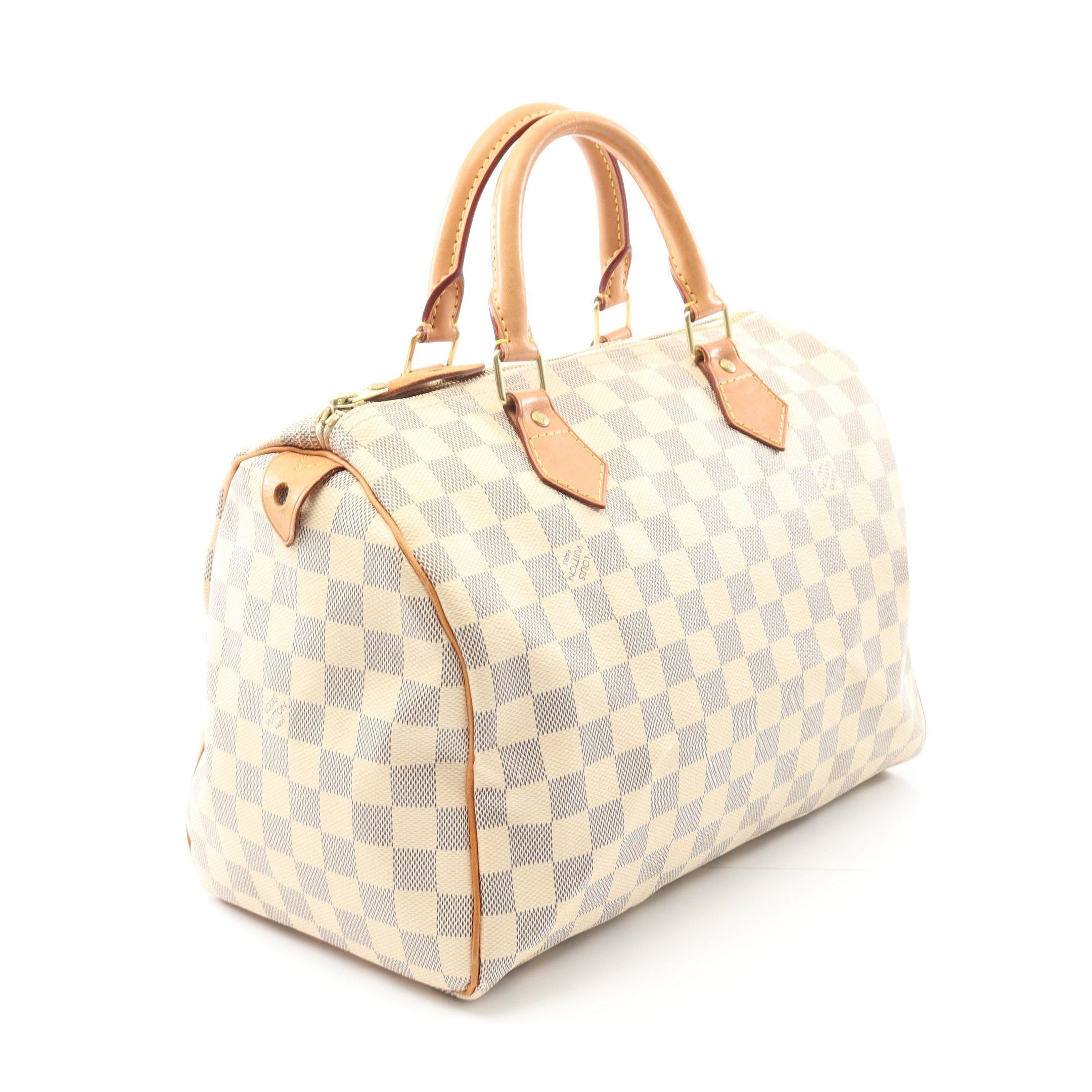 Louis Vuitton Louis Vuitton Speedy 30 Damier Azur Handbag Leather White Size ONE SIZE - 2 Thumbnail