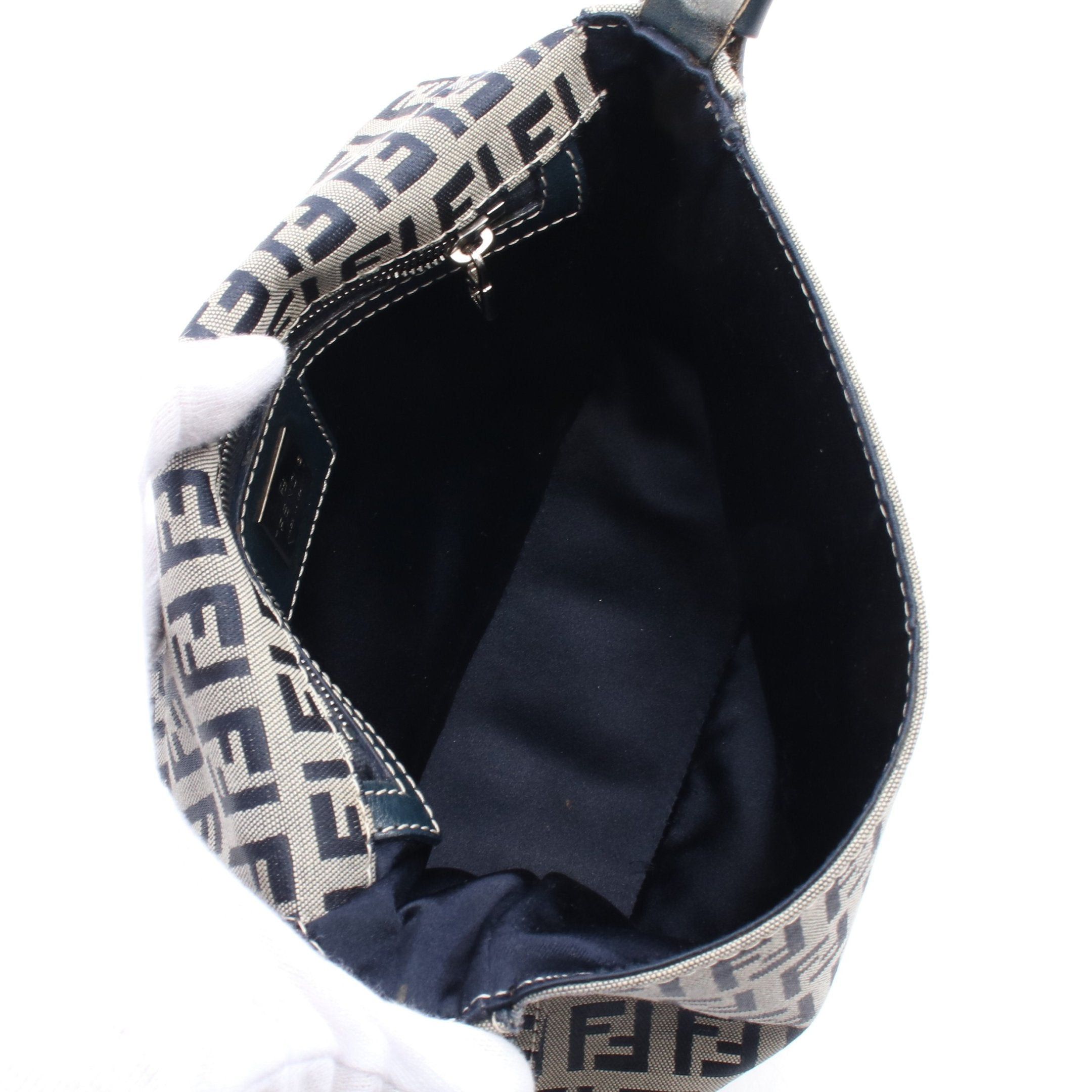 Fendi Fendi Zucchino Handbag Canvas Leather Navy Gray Size ONE SIZE - 3 Thumbnail
