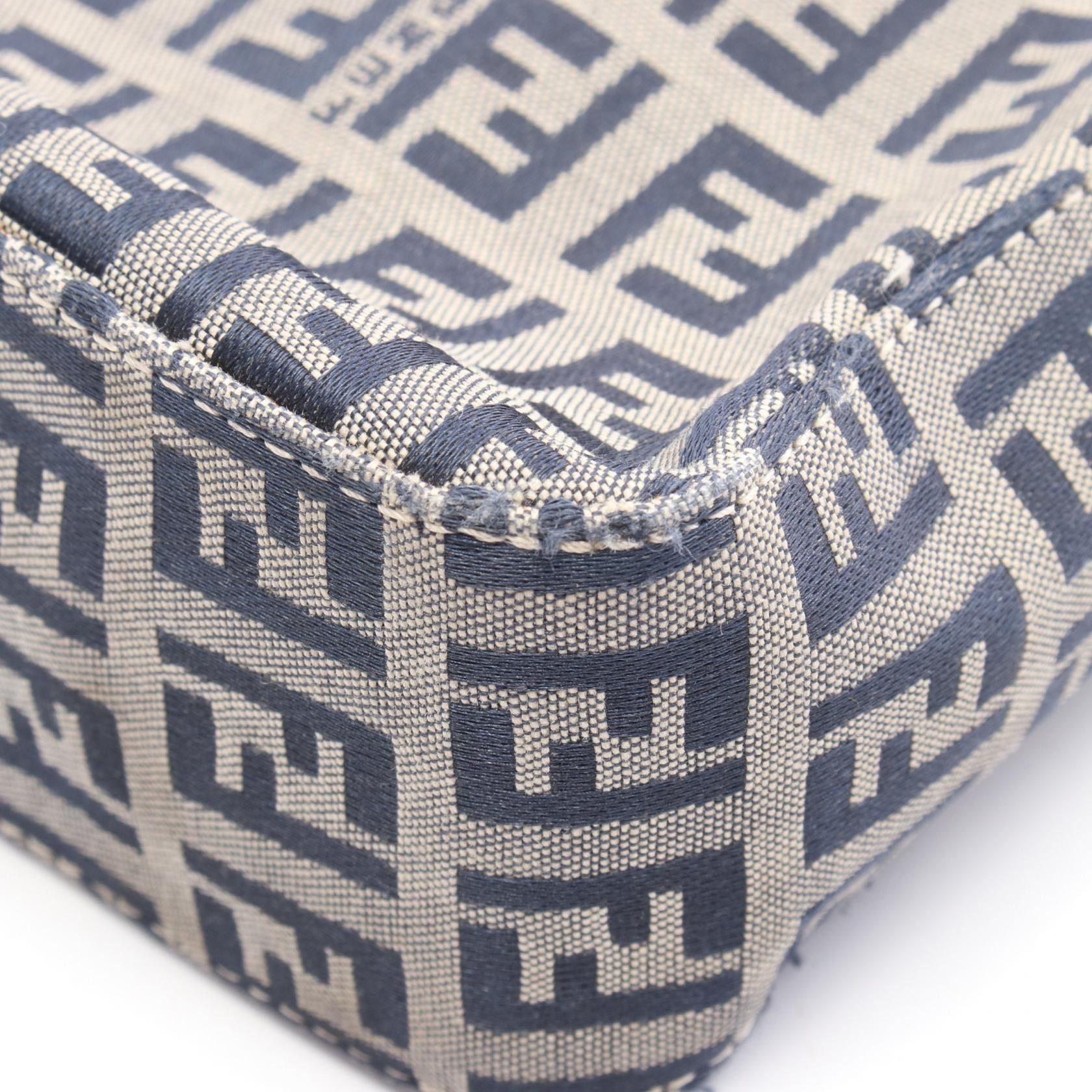 Fendi Fendi Zucchino Handbag Canvas Leather Navy Gray Size ONE SIZE - 10 Thumbnail