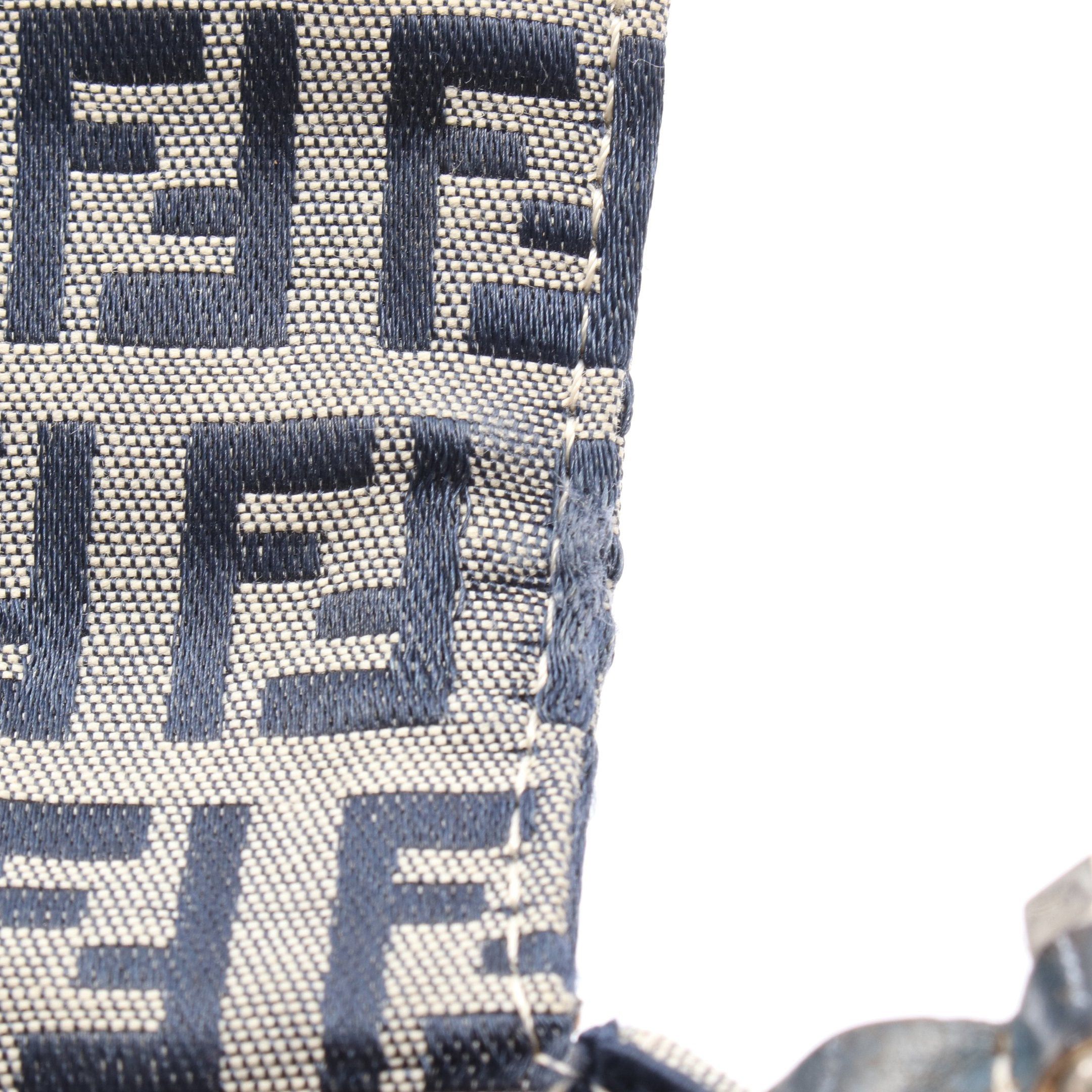 Fendi Fendi Zucchino Handbag Canvas Leather Navy Gray Size ONE SIZE - 8 Thumbnail