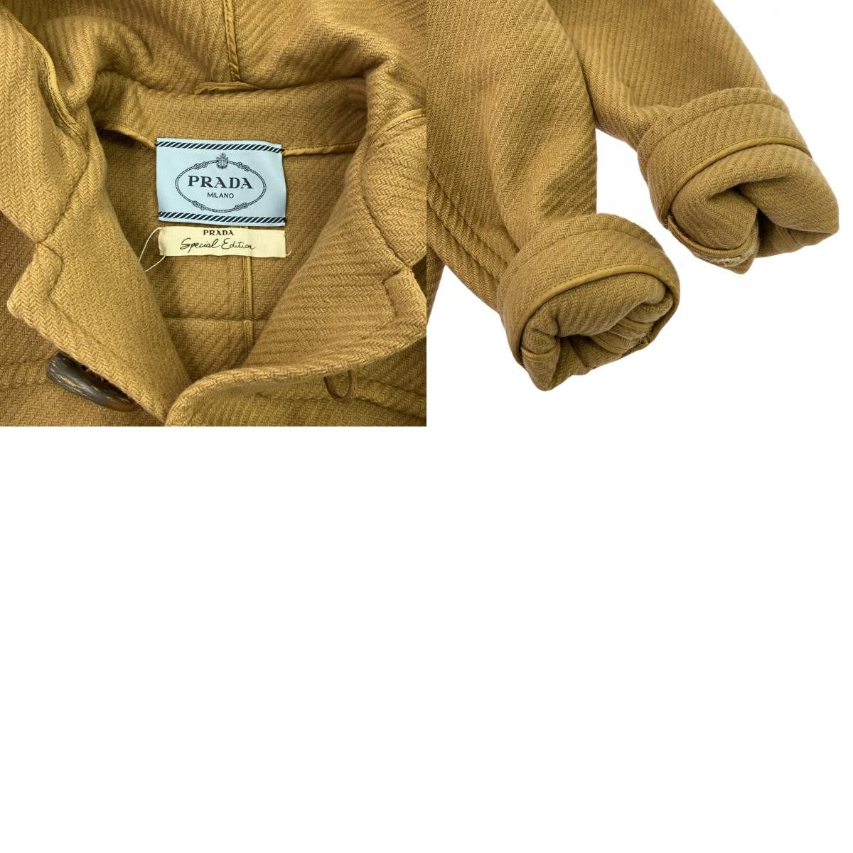 Prada Prada Prada Camel Wool Coat Leather Outerwear Size ONE SIZE - 10 Thumbnail