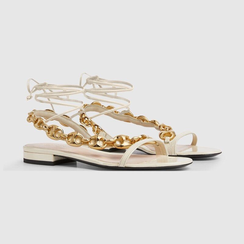 Gucci Gucci Marina Chain Details Leather Sandals SIZE 39 Size ONE SIZE - 2 Thumbnail