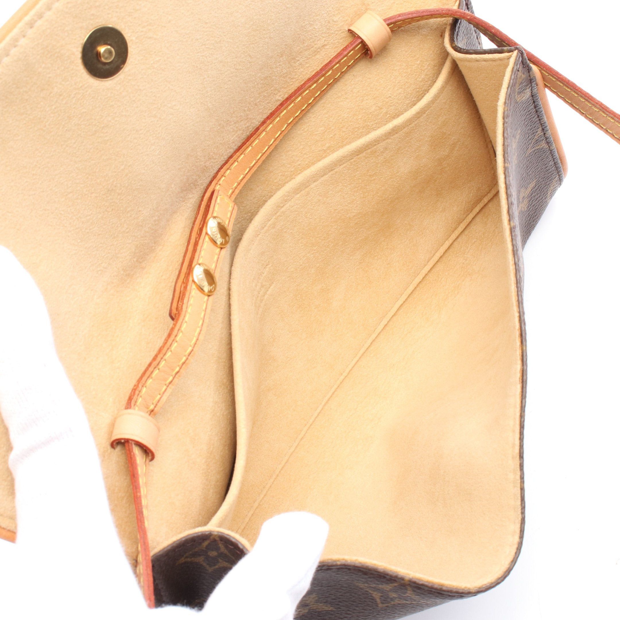 Louis Vuitton Pochette Twin Gm Monogram Shoulder Bag Leather Brown